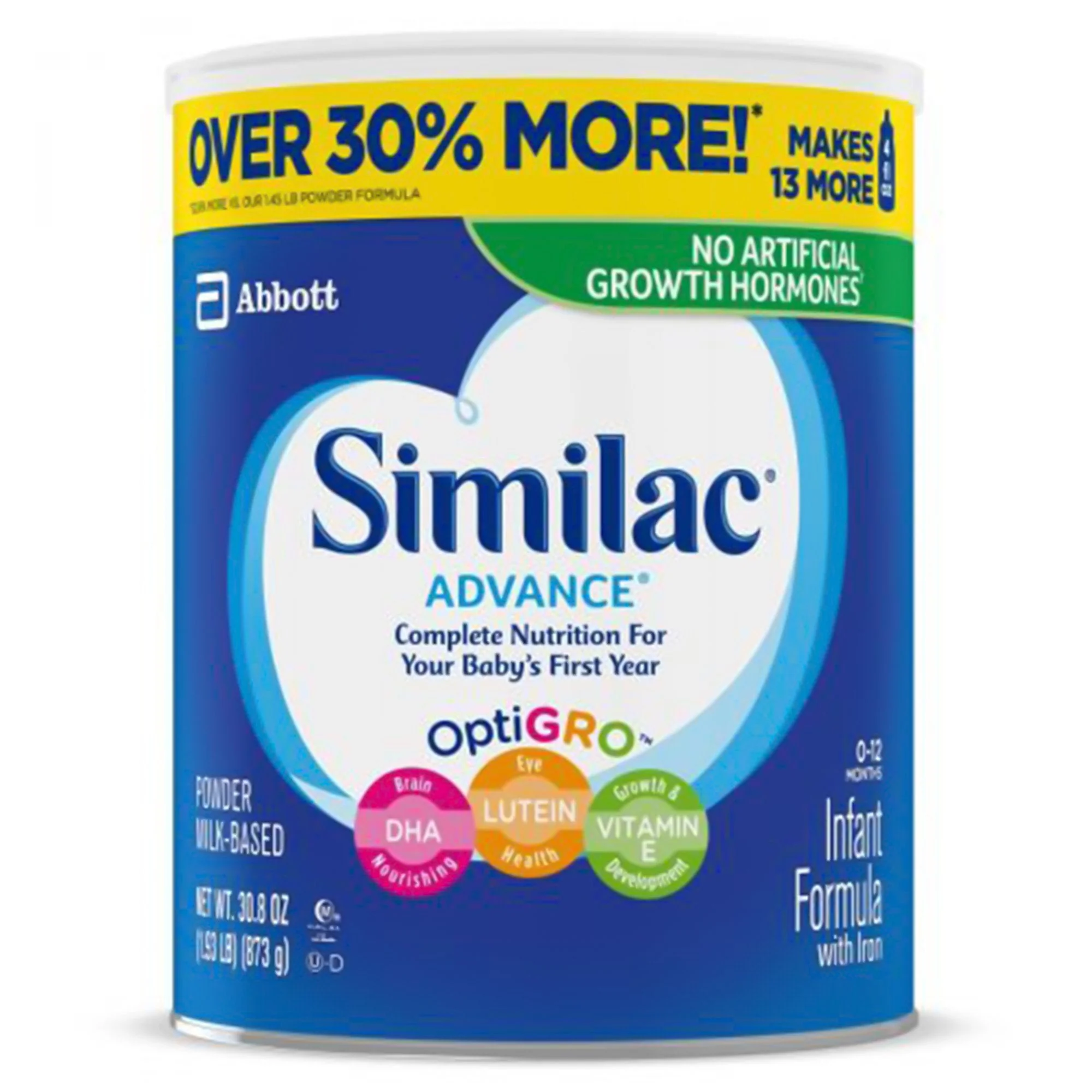Abbott Nutrition Infant Formula Similac Advance Unflavored 30.8 oz. Can Powder Iron (6/CS)