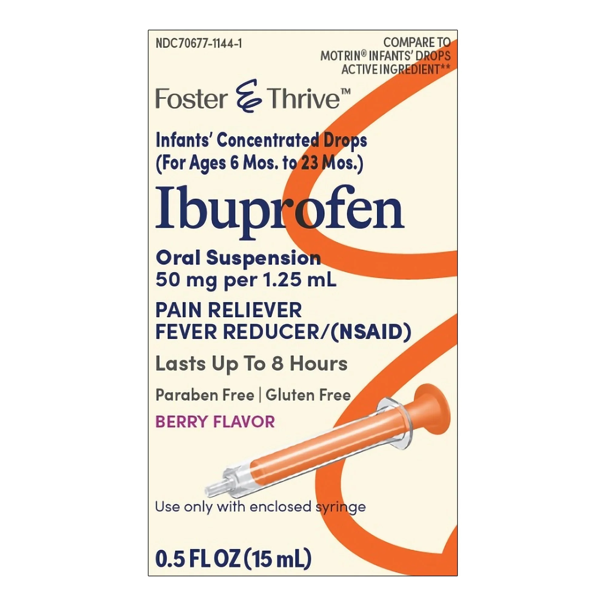 McKesson Brand Foster & Thrive Ibuprofen 50 mg Per 1.25 mL Infants' Concentrated Drops Berry