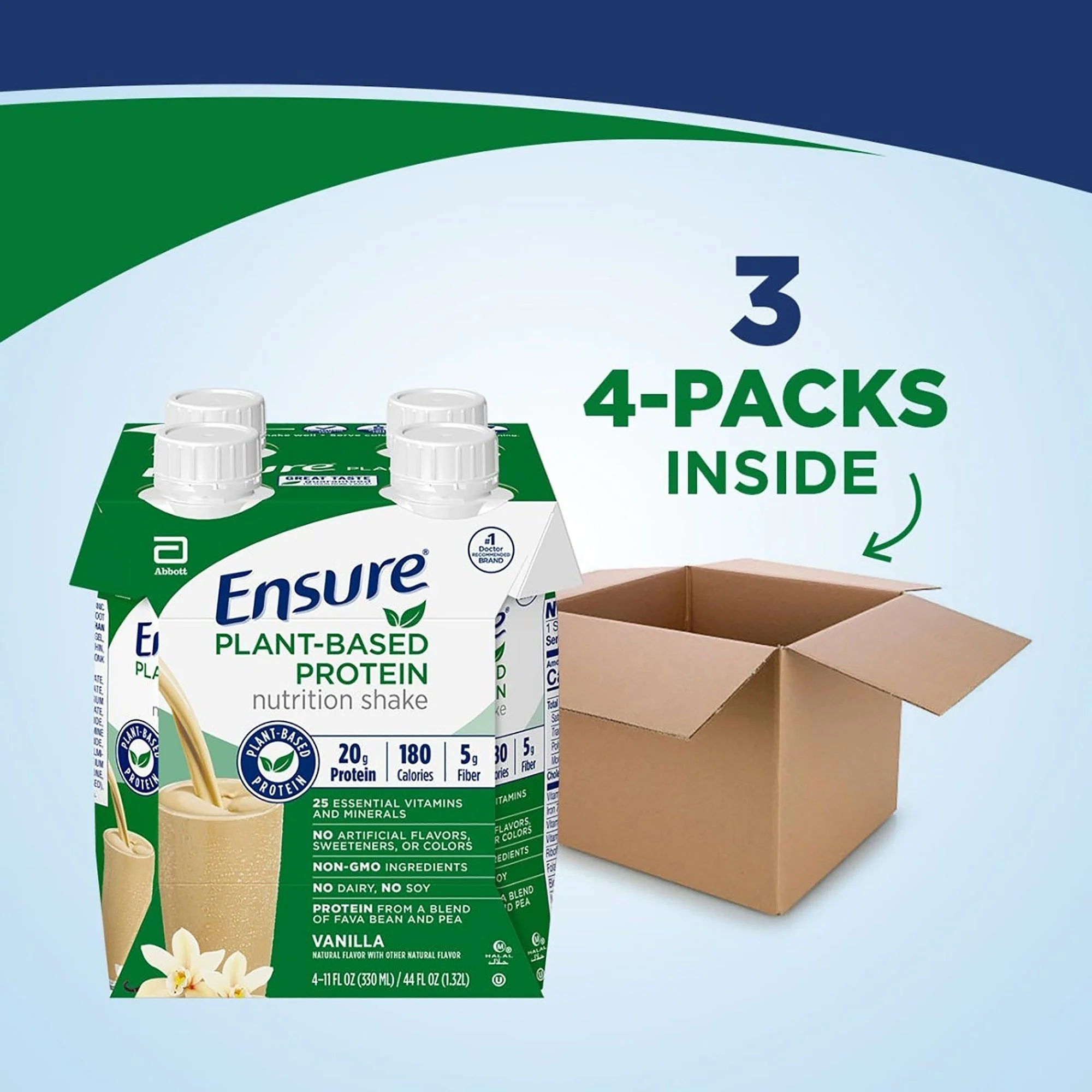 Abbott Nutrition Ensure Plant Based Protein Nutrition Shake, Vanilla, 11-ounce carton (12/CS) - Image 6