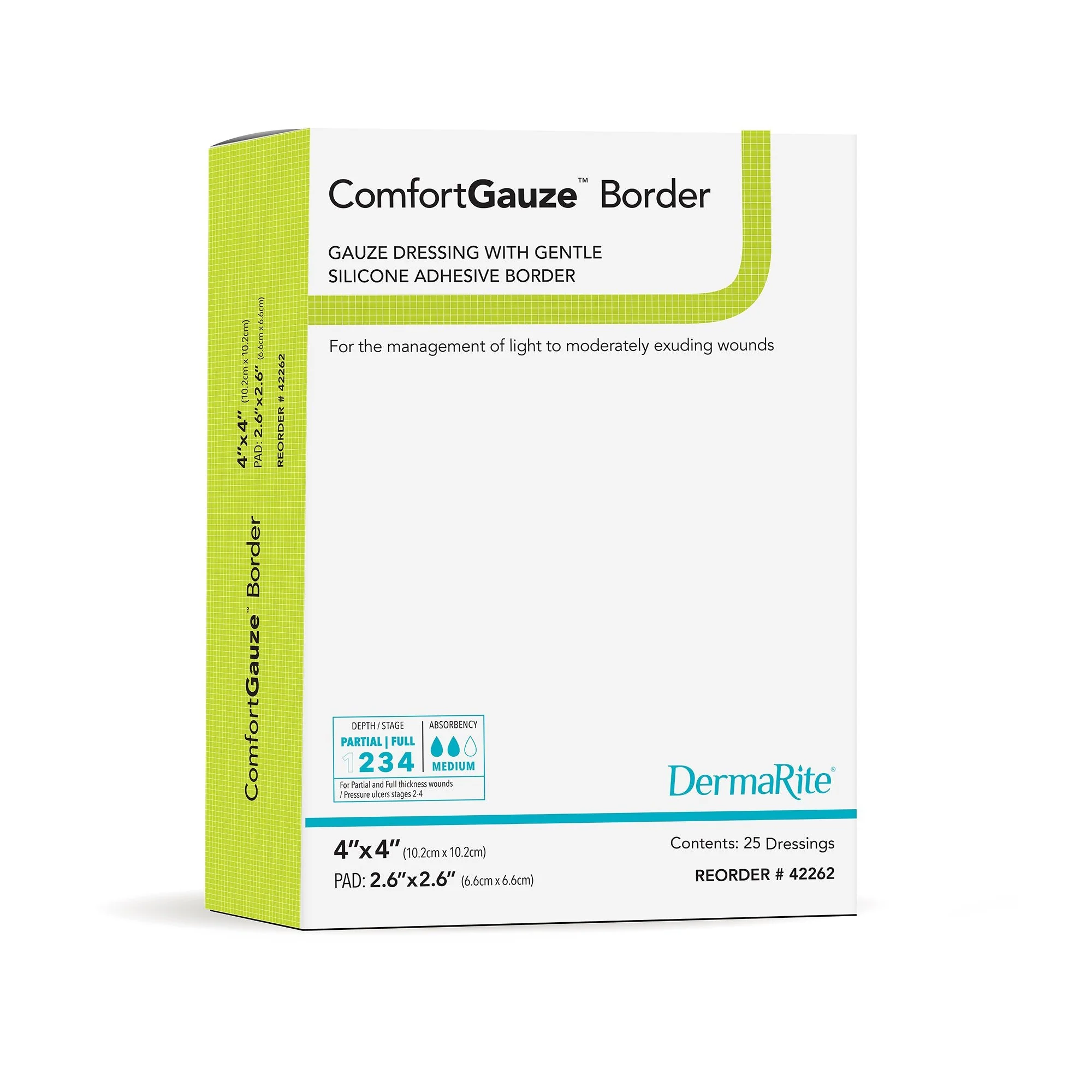 Sion Brands LLC ComfortGauze Island Dressing with Silicone Border, 4 x 4 Inch (25/BX) - Image 2