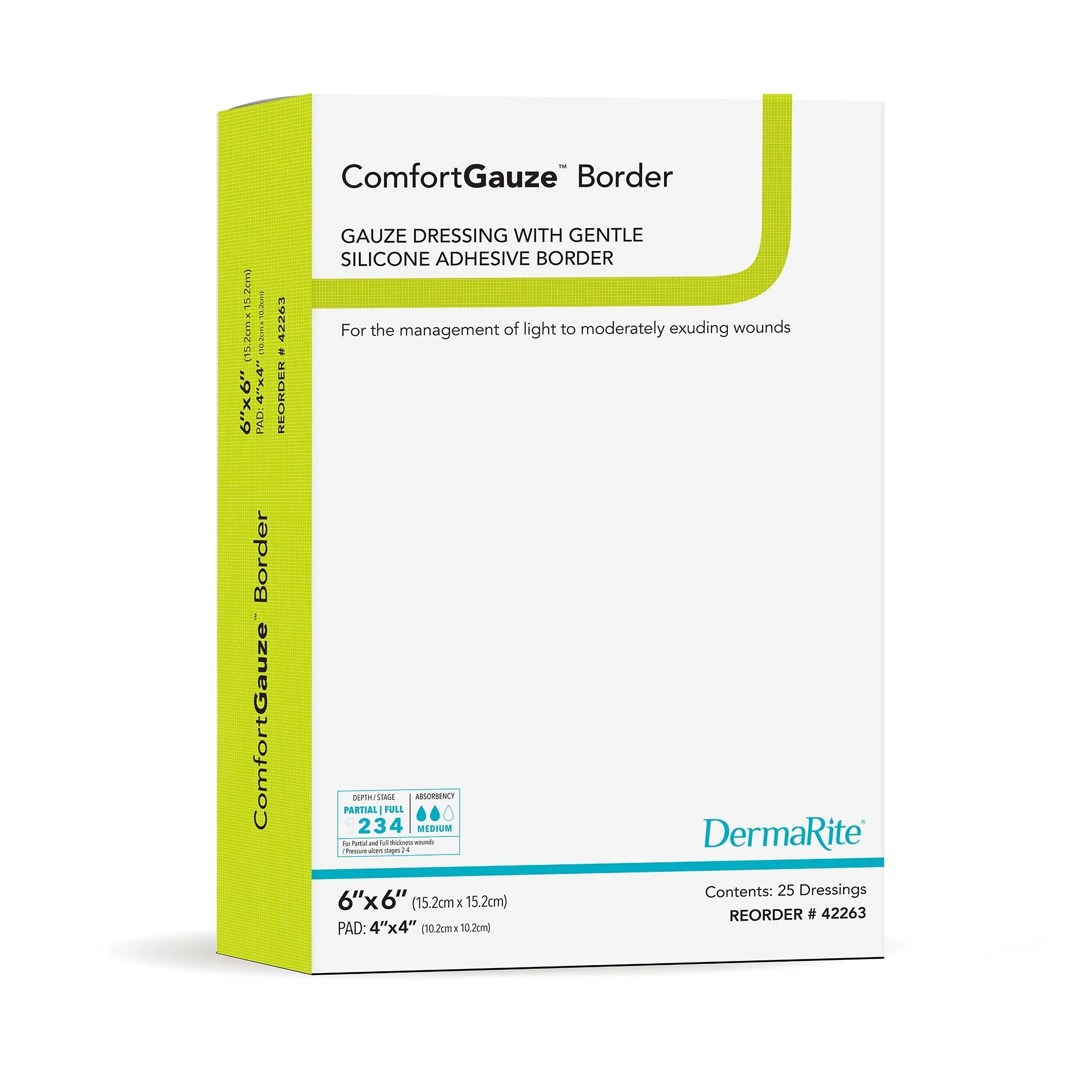 Sion Brands LLC ComfortGauze Island Dressing with Silicone Border, 6 x 6 Inch (25/BX) - Image 2