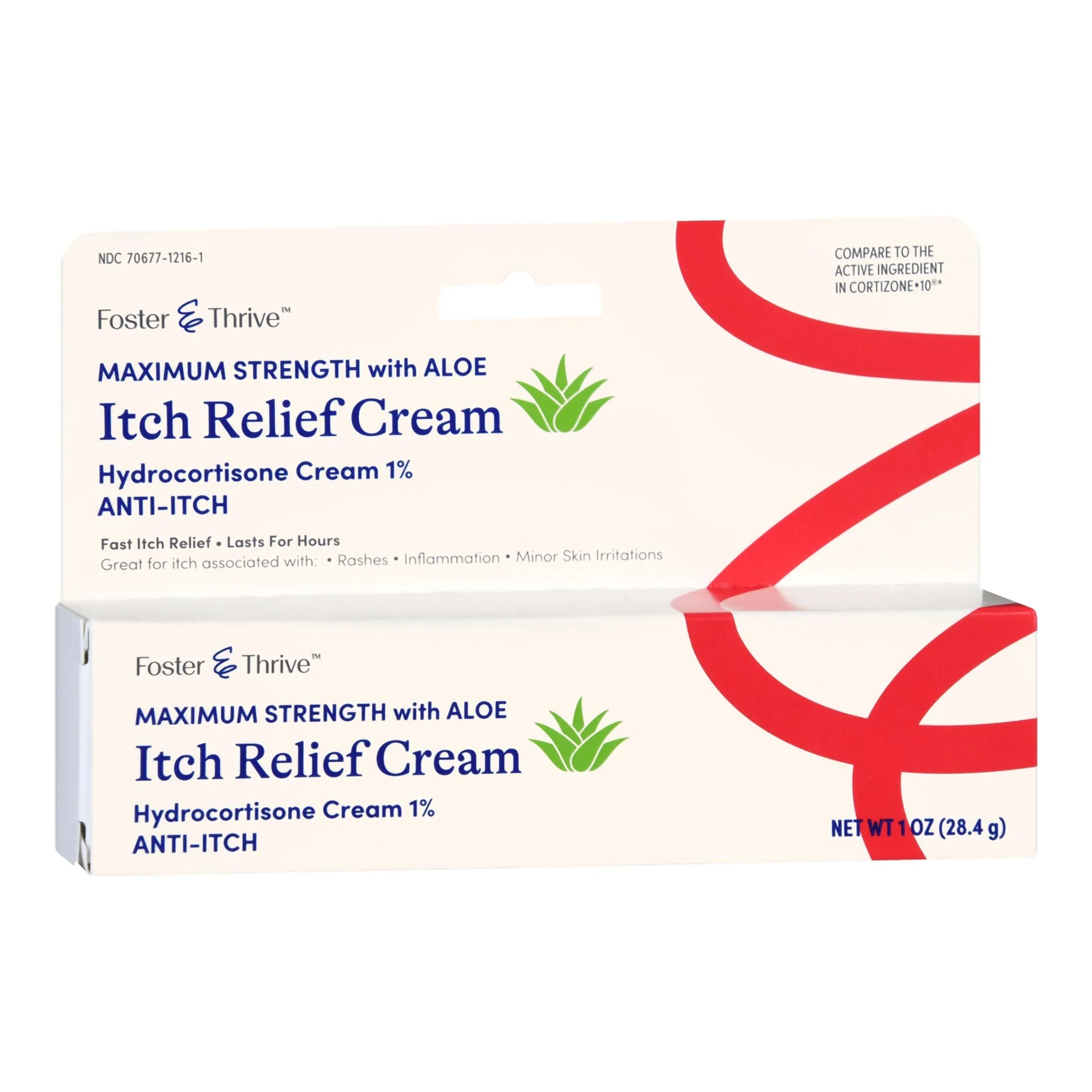 McKesson Brand Foster & Thrive Hydrocortisone Cream with Aloe, 1-ounce tube - Image 3