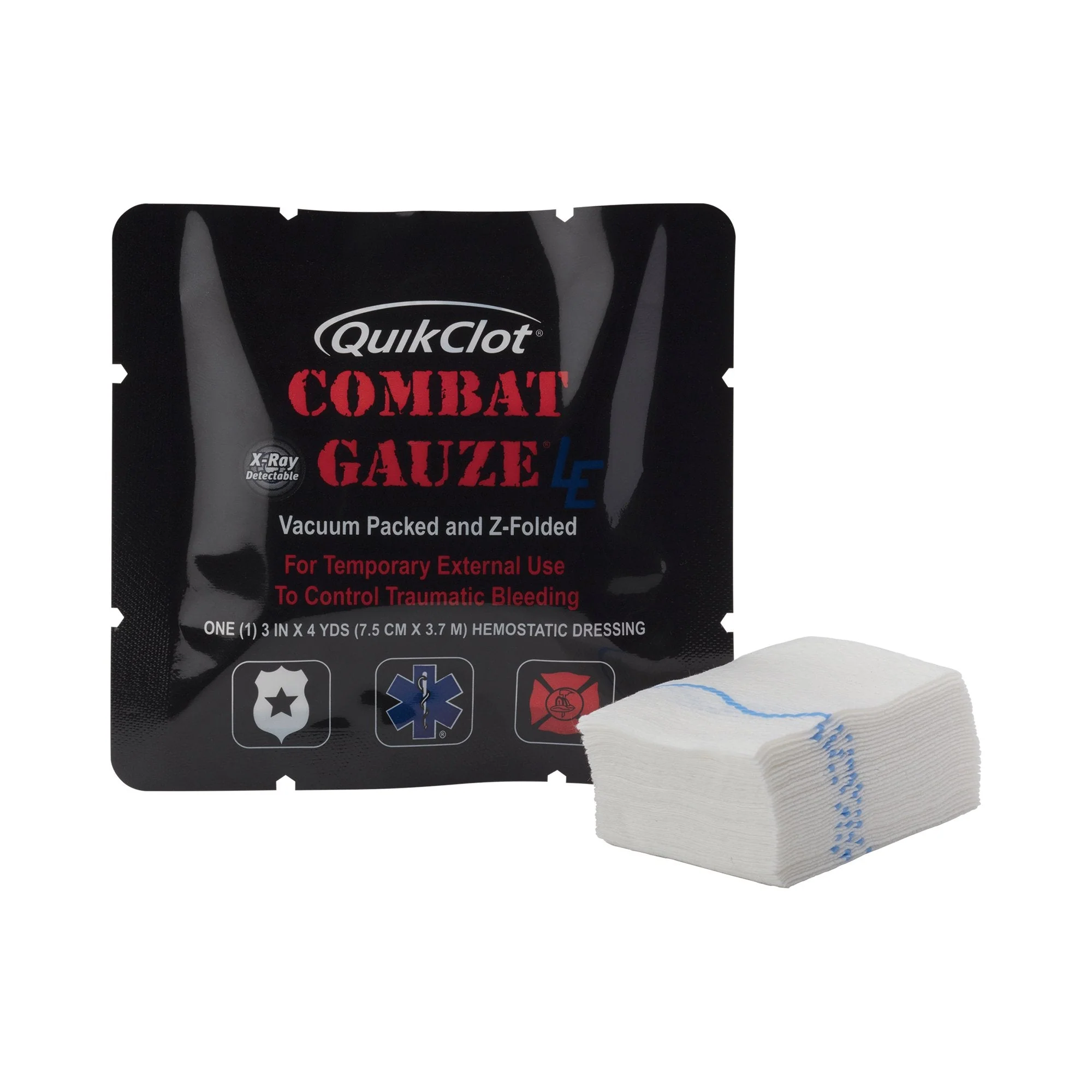 Teleflex LLC QuikClot Combat Gauze LE Hemostatic Dressing, 3 Inch x 4 Yard