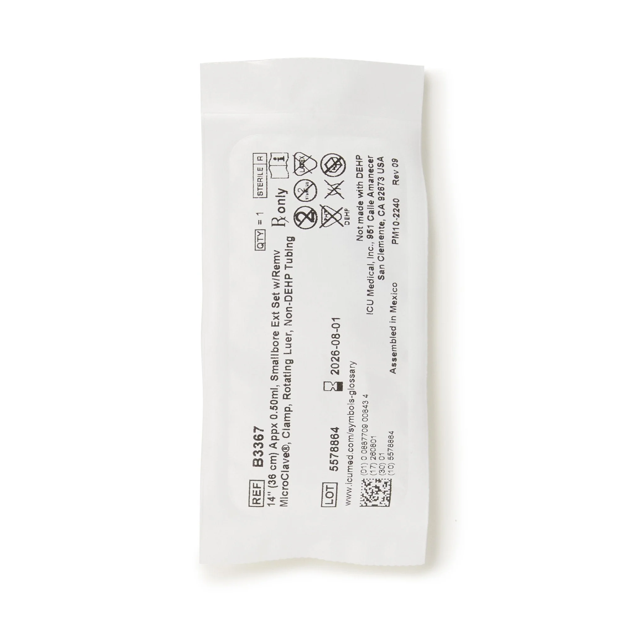 ICU Medical IV Extension Set ICU Needle-Free Port Small Bore 14 Inch Tubing (50/CS) - Image 3