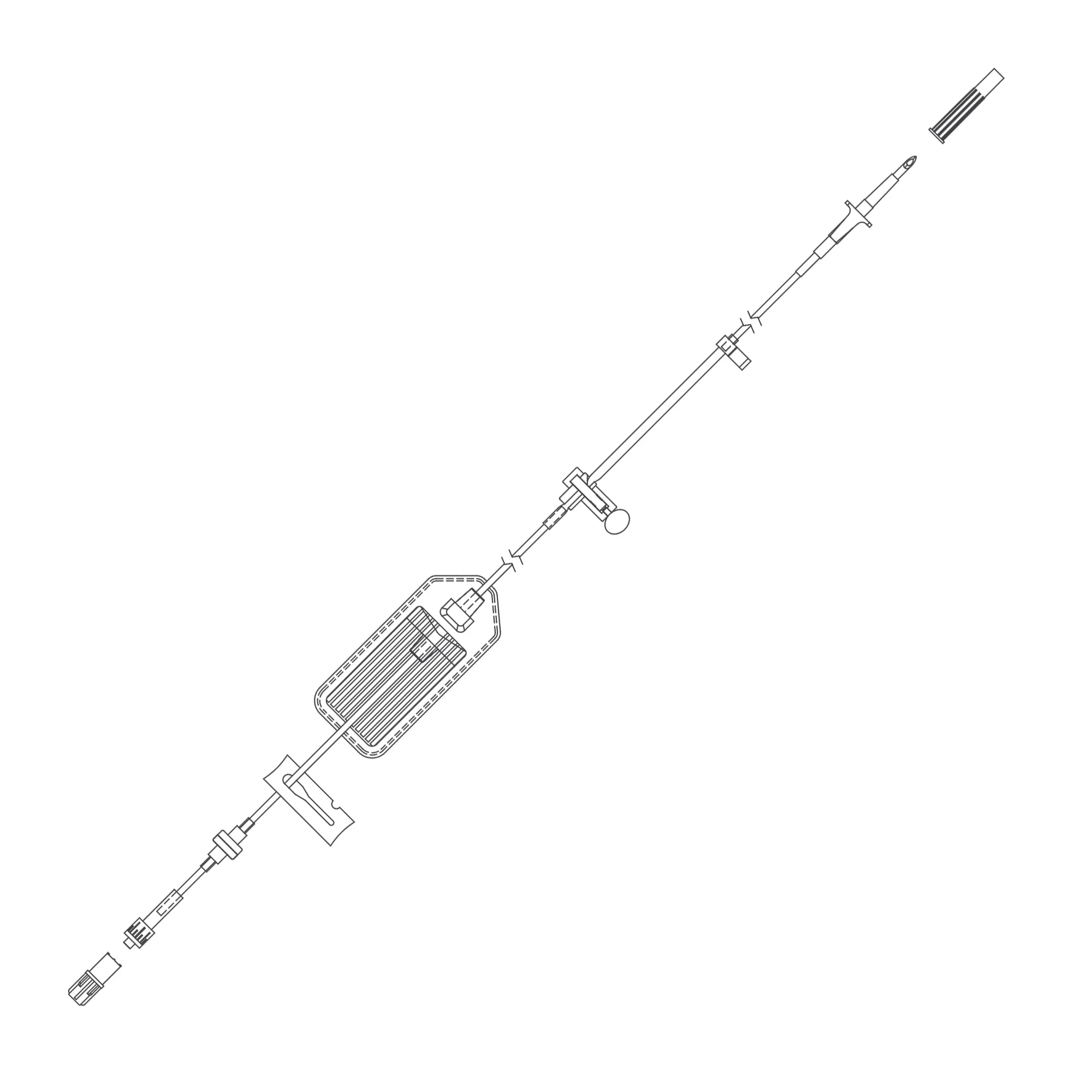 IV Pump Set Curlin Pump Without Ports 1.2 Micron Filter 94 Inch Tubing Solution