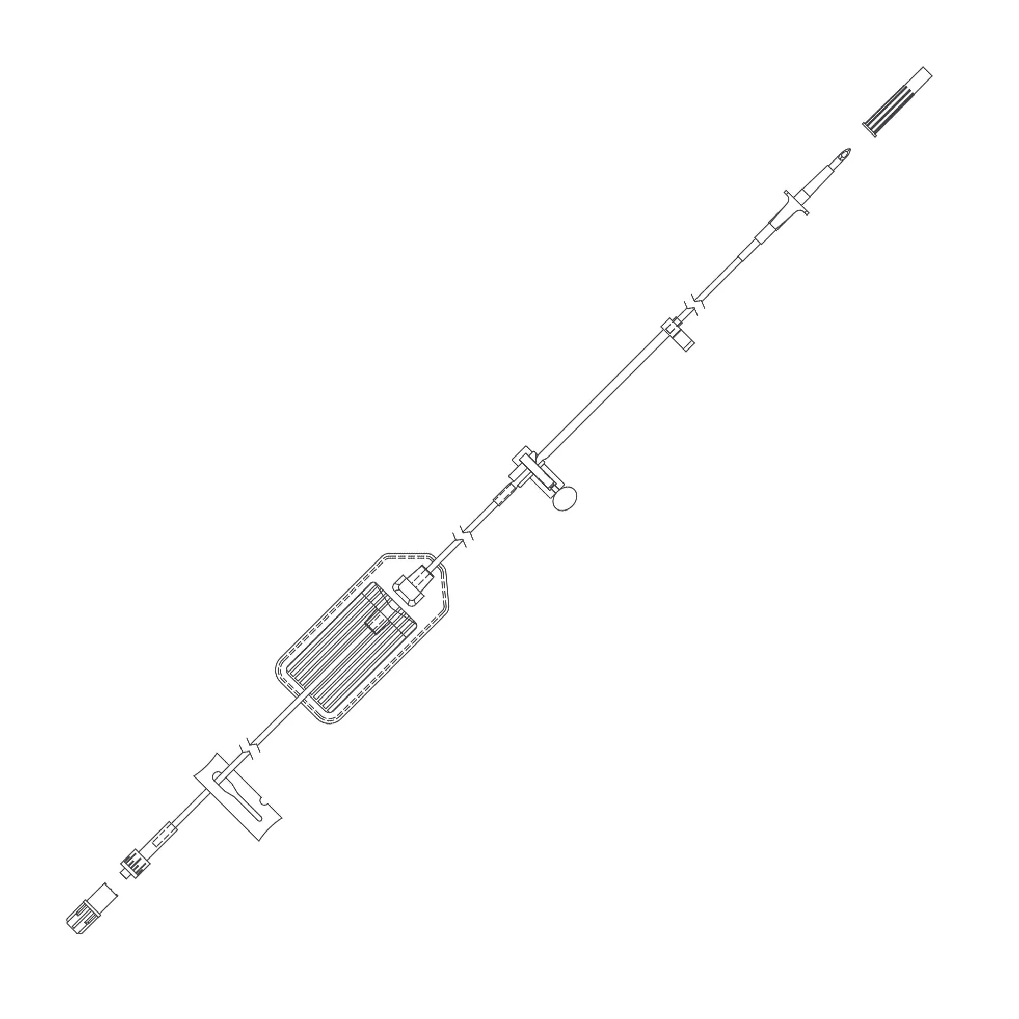 IV Pump Set Curlin Pump Without Ports 15 Drops / mL Drip Rate 1.2 Micron Filter 99 Inch Tubing Solution