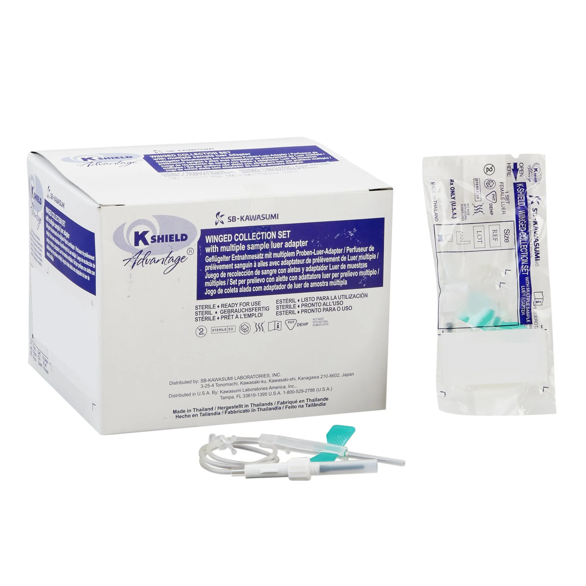 K-Shield Advantage Blood Collection Set 25 Gauge 3/4 Inch Needle Length Safety Needle 12 Inch Tubing Sterile
