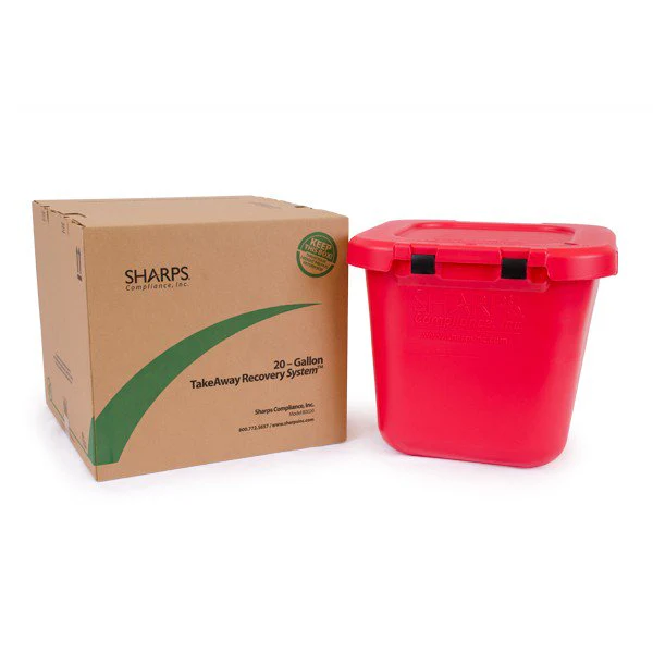 Sharps Compliance TakeAway Recovery System Sharps Container, 21-1/2 x 21-1/4 x 18-1/2 Inch