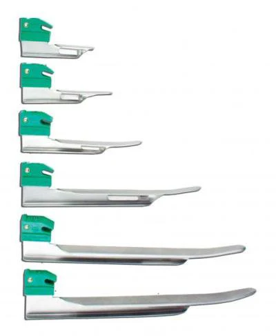 Laryngoscope Blade GreenLine Miller Type Fiberoptic Light Universal Sterile