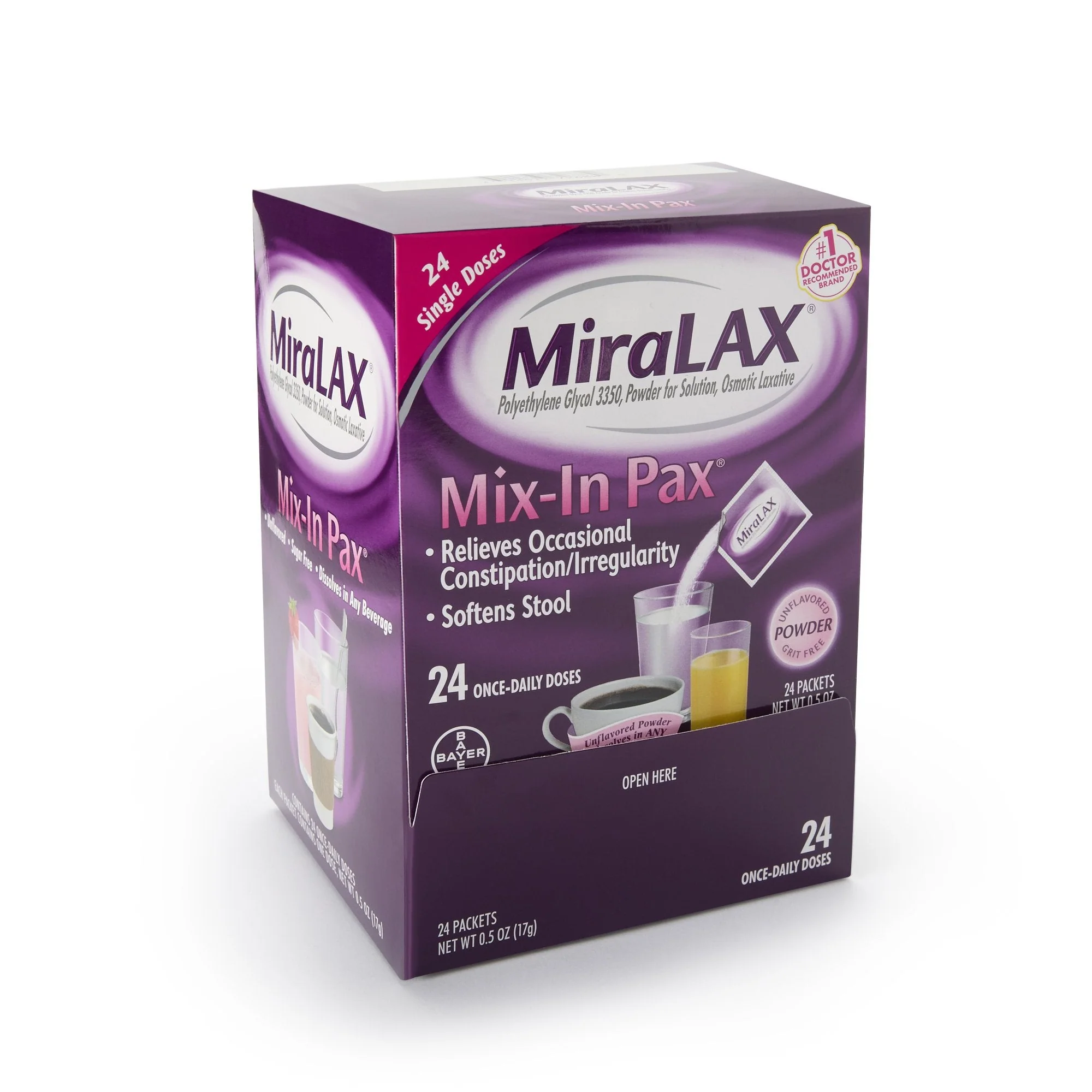 Bayer MiraLAX Polyethylene Glycol 3350 Laxative (24/BX)
