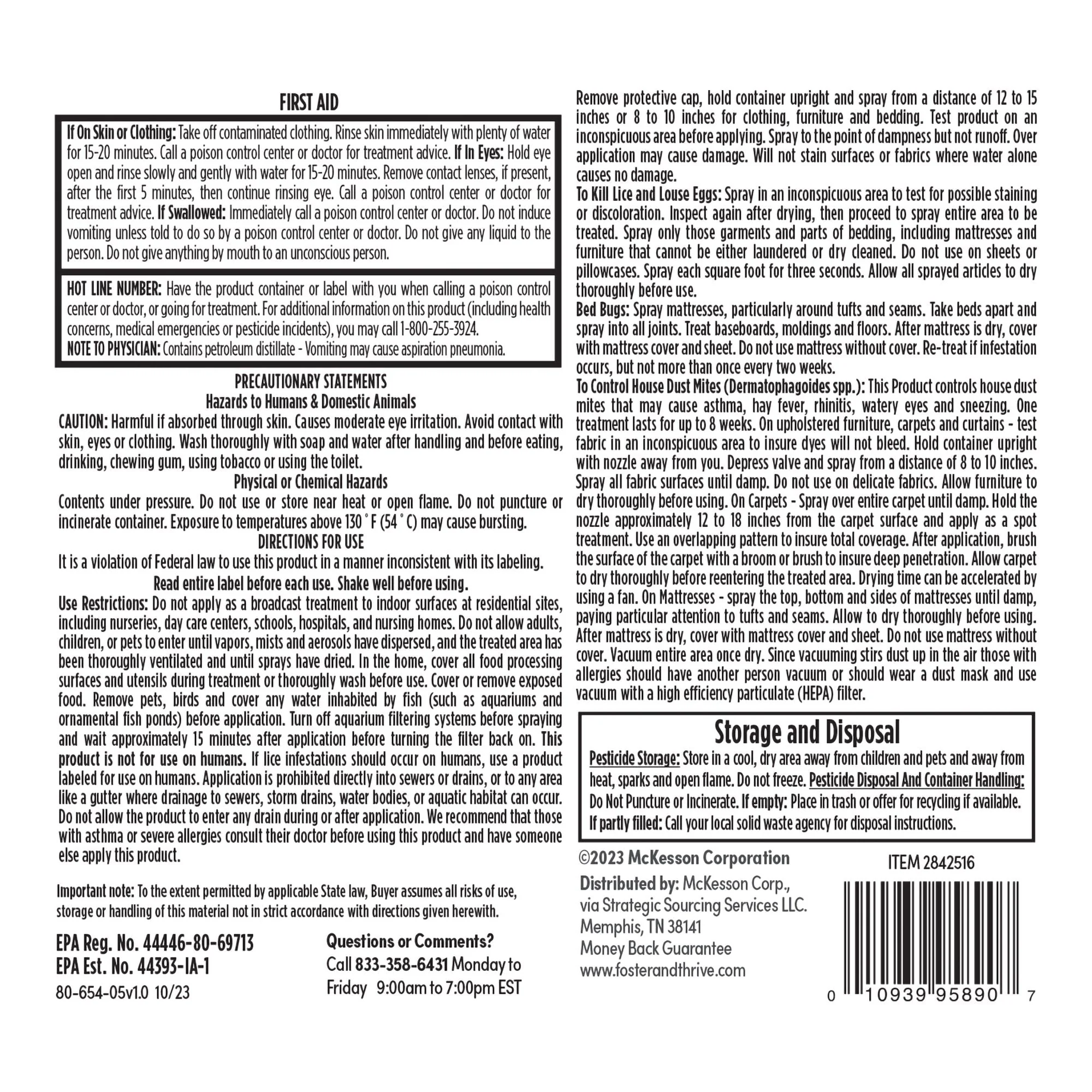 McKesson Brand Foster & Thrive Lice, Bedbug, and Mite Furniture Spray, 5-ounce aerosol spray - Image 2