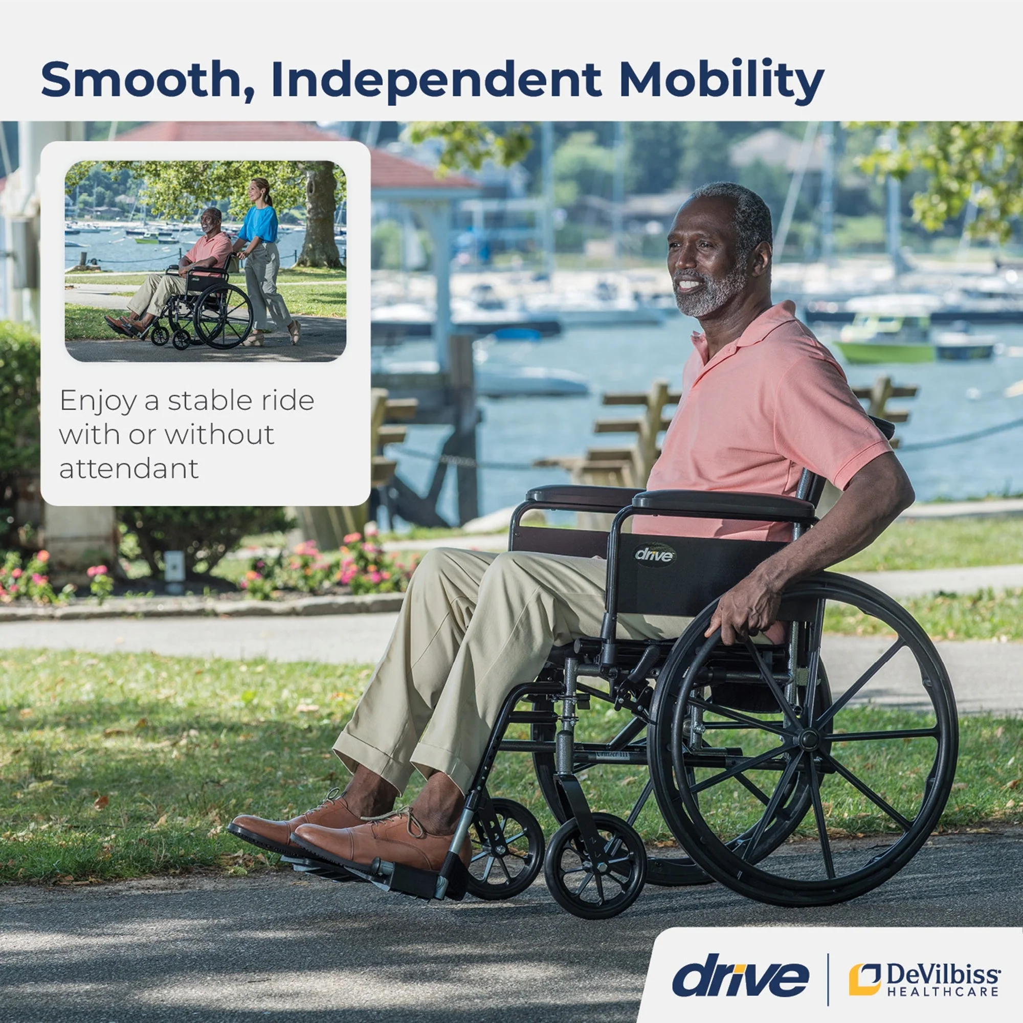Drive DeVilbiss Healthcare drive Cruiser III Lightweight Wheelchair, 18-inch Seat Width - Image 3
