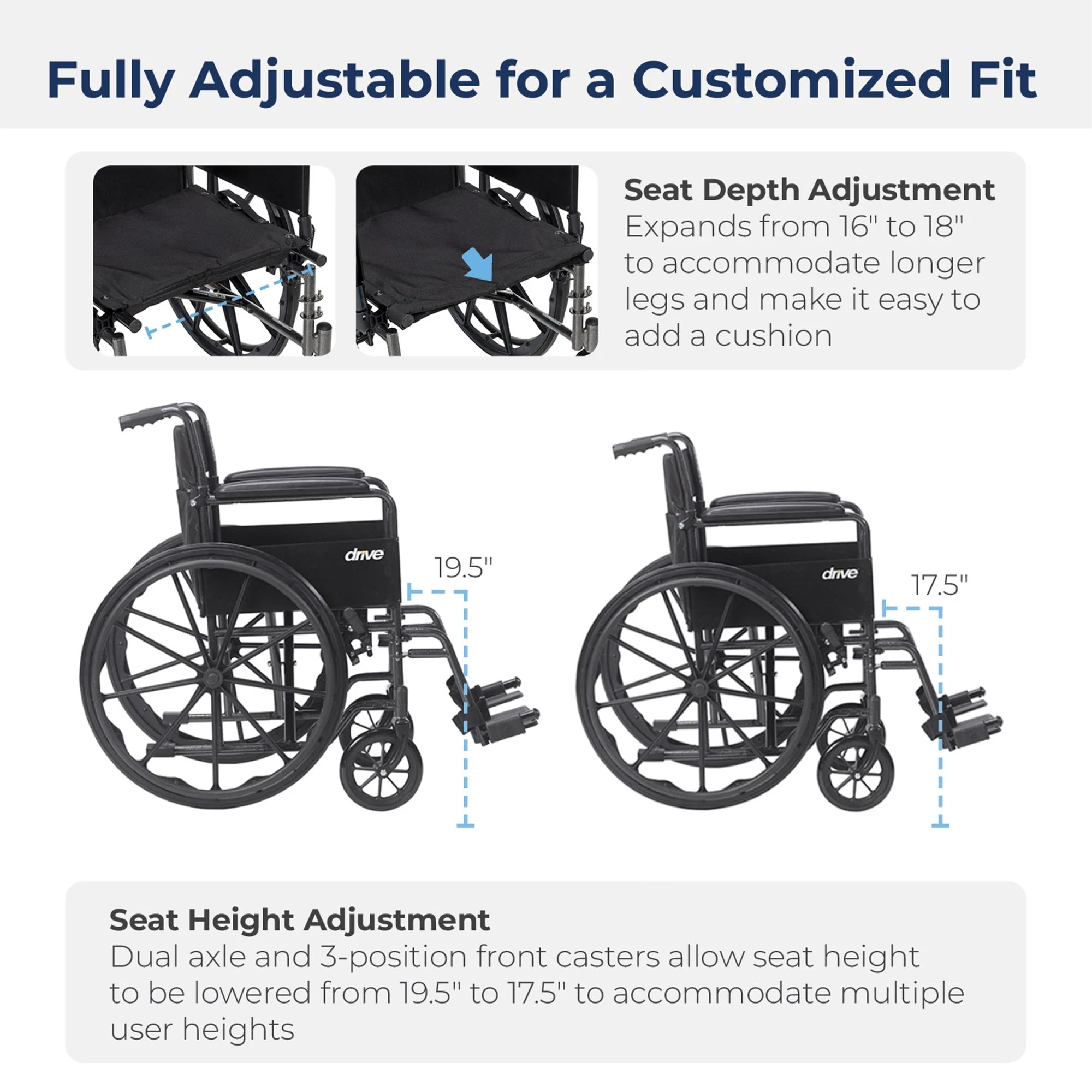 Drive DeVilbiss Healthcare drive Cruiser III Lightweight Wheelchair, 20-Inch Seat Width - Image 4