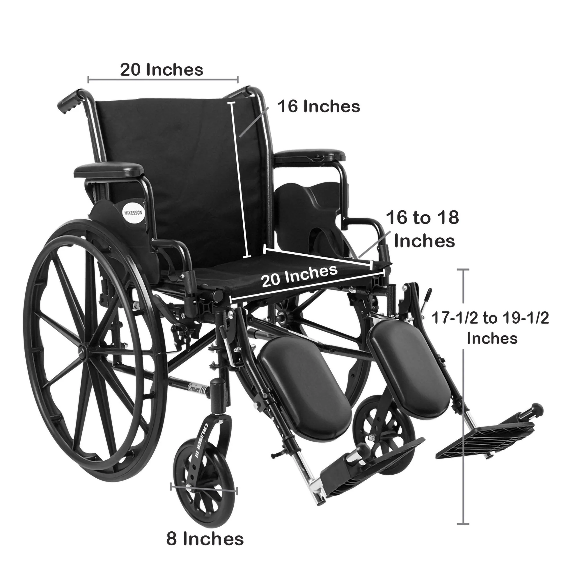 McKesson Brand McKesson Lightweight Wheelchair, 20-Inch Seat Width - Image 3