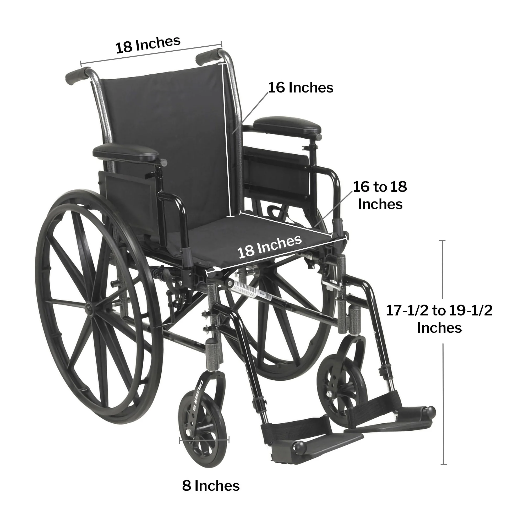 McKesson Brand McKesson Manual Lightweight Wheelchair, 18 Inch Seat Width - Image 4