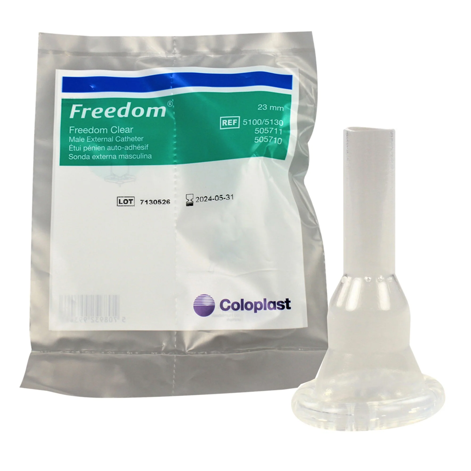 Male External Catheter Freedom Clear Self-Adhesive Seal Silicone Small