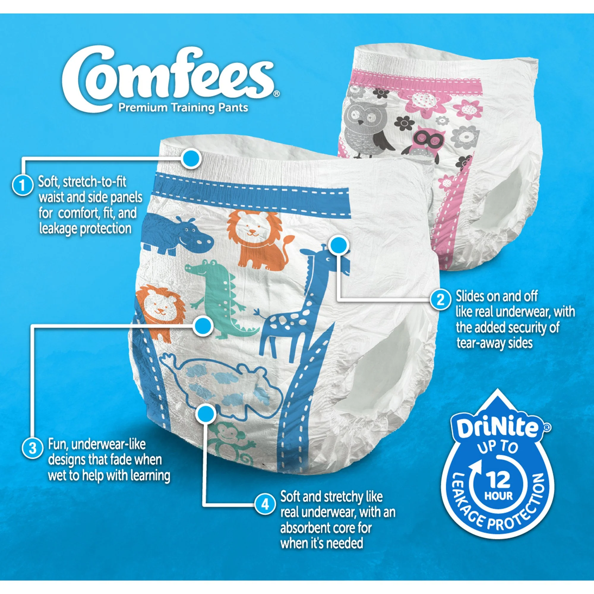 Attends Healthcare Products Comfees Training Pants, 12-Hour Protection, Male Toddler, 3T – 4T, 32 to 40 lbs. (138/CS) - Image 3