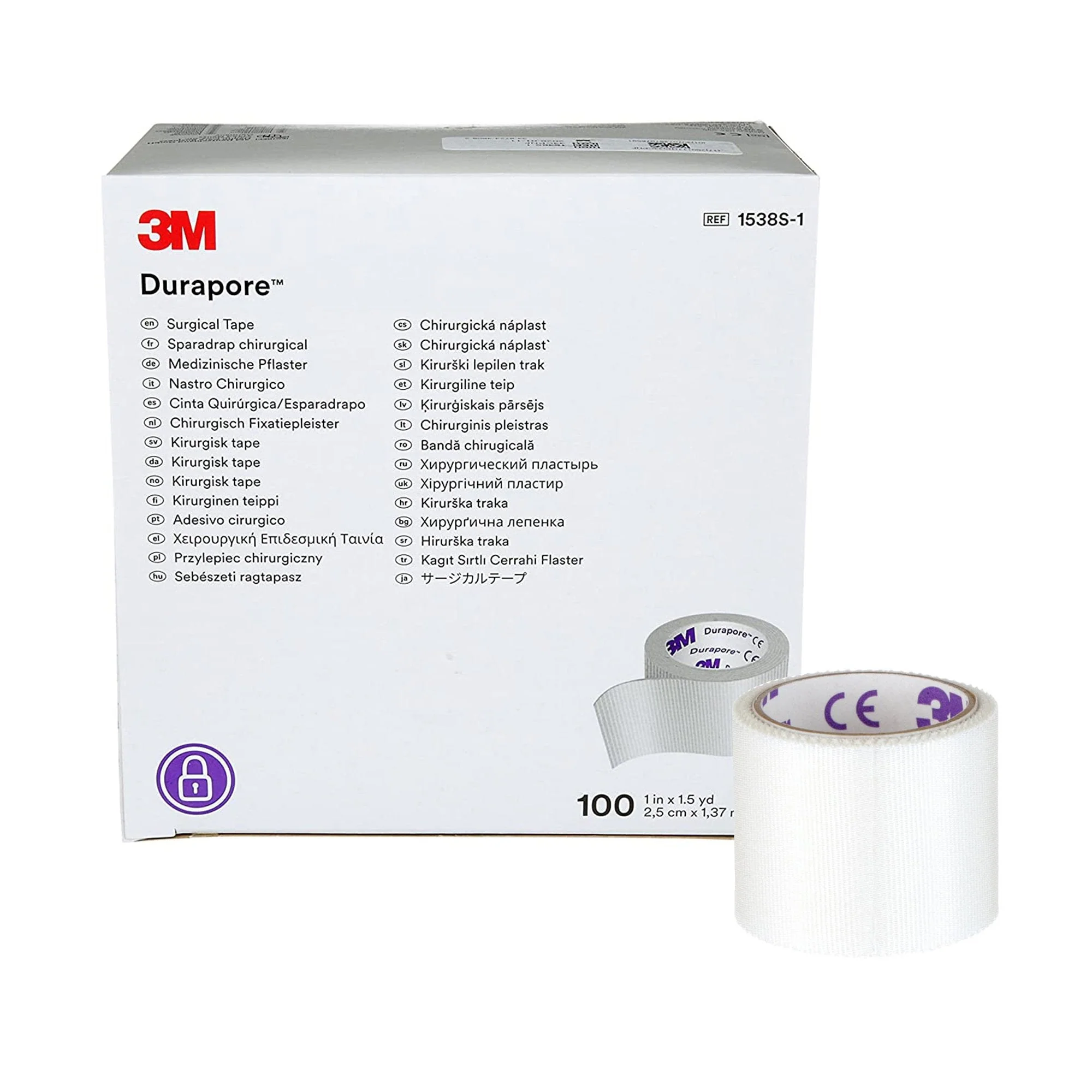Solventum Corporation 3M Durapore Silk-Like Cloth Medical Tape, 1 Inch x 1-1/2 Yard, White (500/CS)