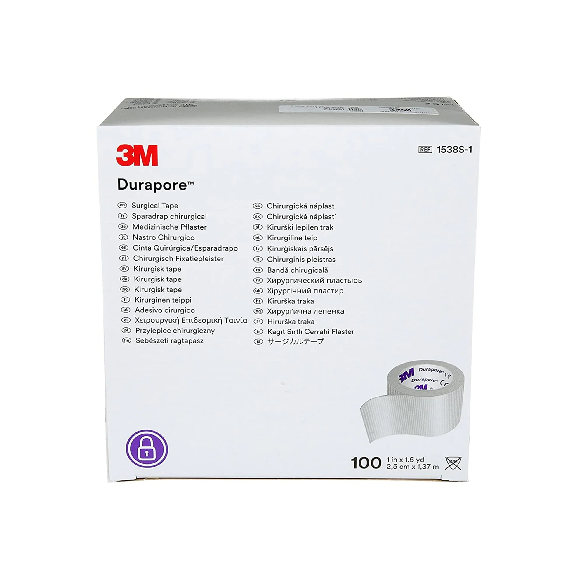 Solventum Corporation 3M Durapore Silk-Like Cloth Medical Tape, 1 Inch x 1-1/2 Yard, White (500/CS) - Image 2