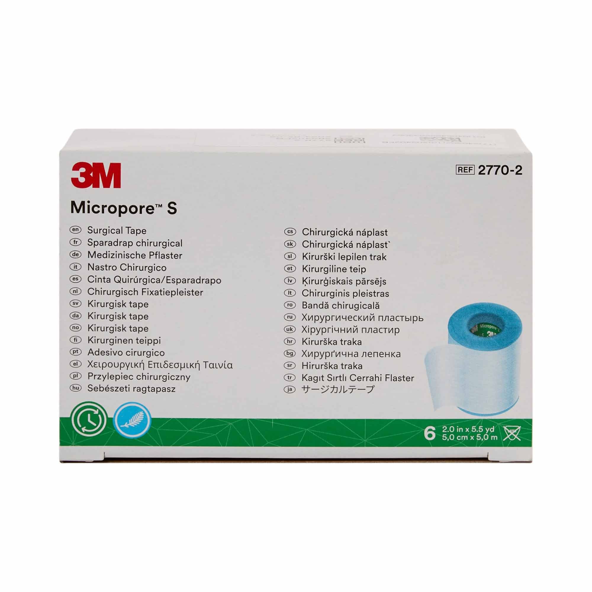 Solventum Corporation 3M Micropore S Silicone Medical Tape, 2 Inch x 5-1/2 Yard, Blue (60/CS) - Image 2