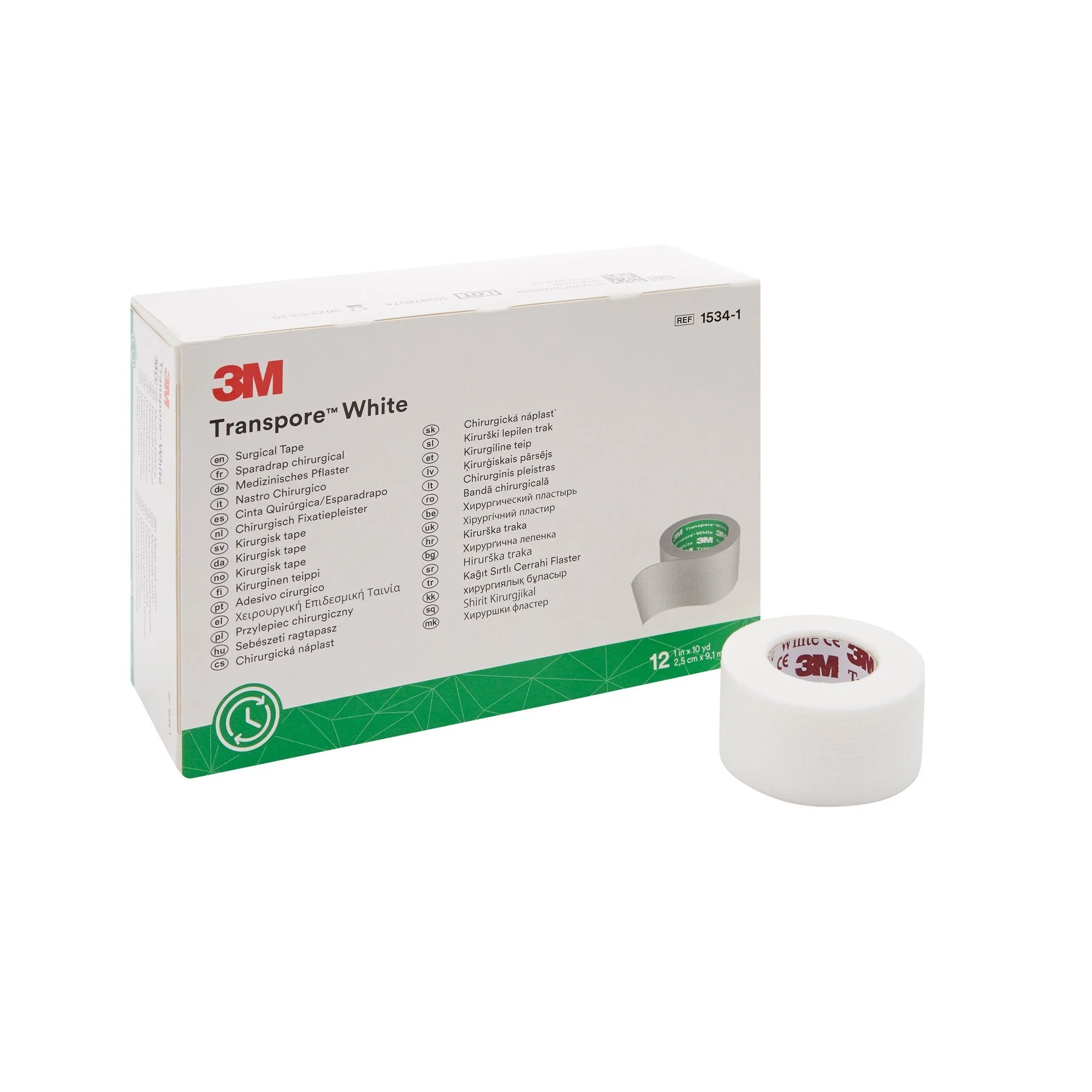 Solventum Corporation 3M Transpore Plastic Medical Tape, 1 Inch x 10 Yard, White (120/CS)