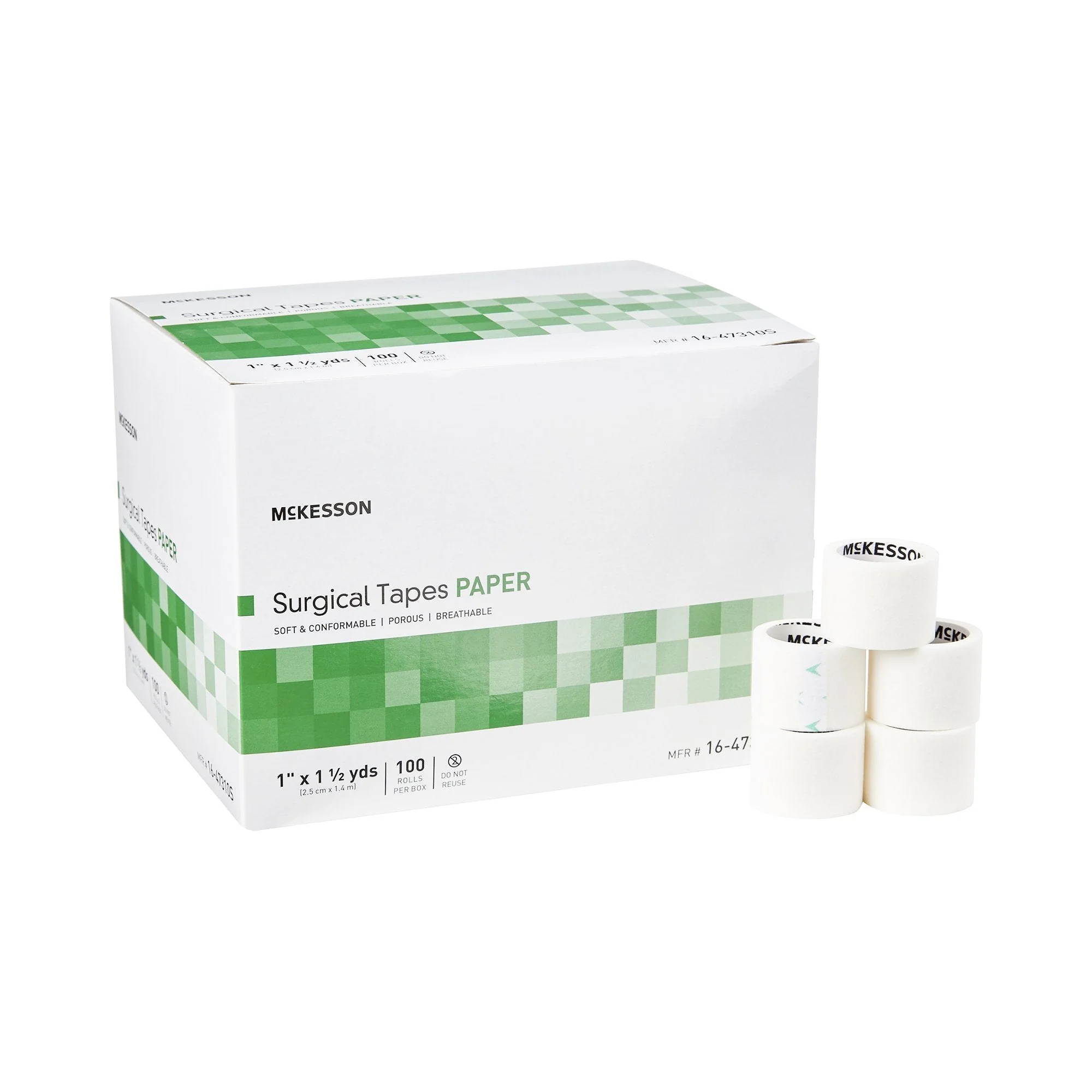 McKesson Brand McKesson Paper Medical Tape, 1 Inch x 1-1/2 Yard, White (800/CS)