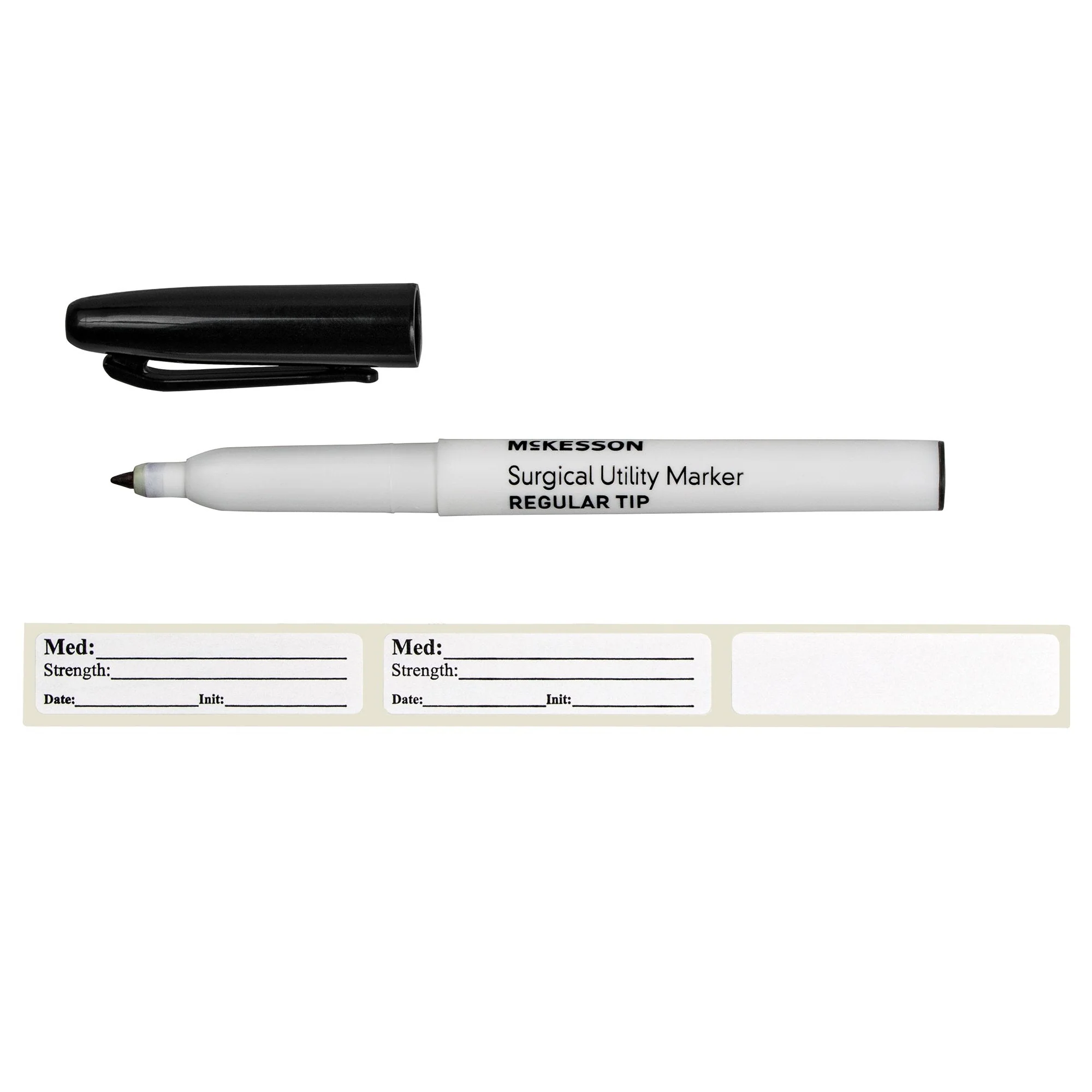 McKesson Brand Medical Utility Marker with Labels McKesson Permanent Black Ink Sterile Full Size Regular Tip (50/BX)