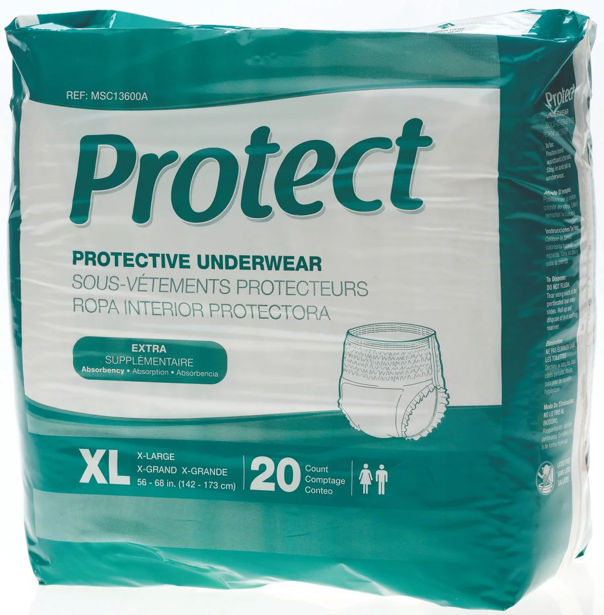 Medline Absorbent Underwear FitRight Extra Pull On with Tear Away Seams Adult Large Unisex Disposable Moderate Absorbency (MSC13505A / CS)
