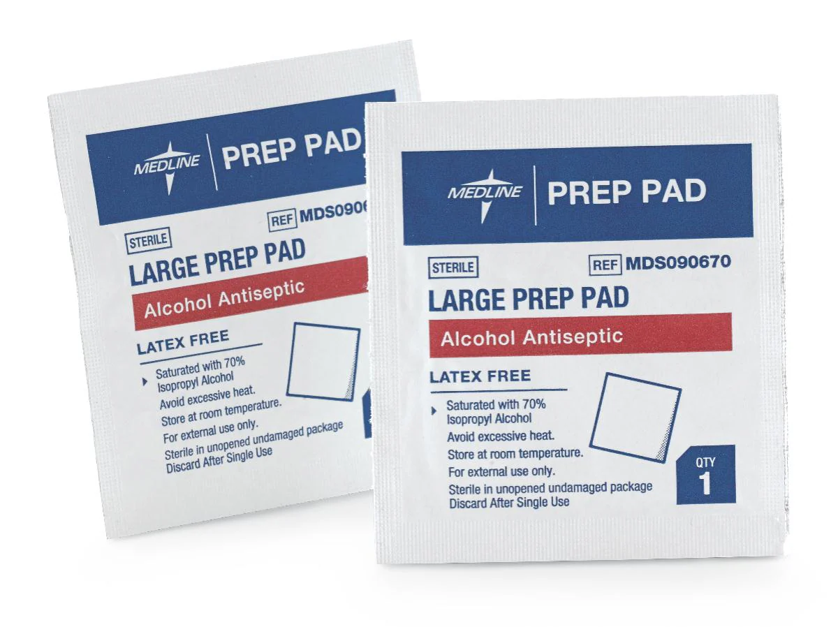 Medline Alcohol Prep Pad Medline 70% Strength Isopropyl Alcohol Individual Packet Large Sterile (MDS090670 / CS)