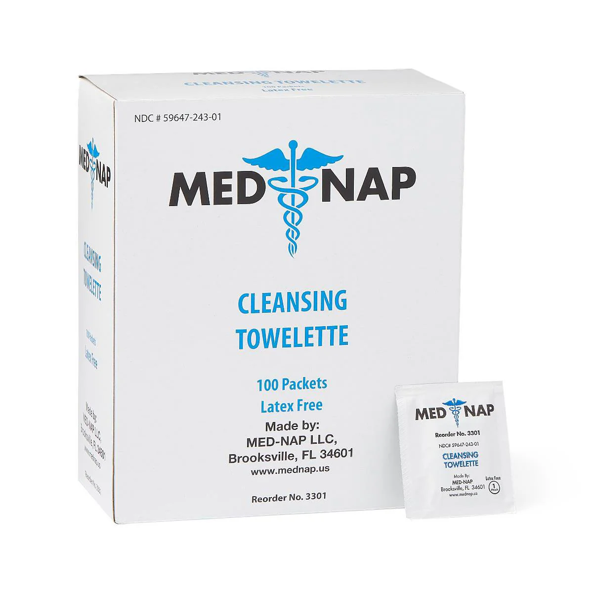 Medline Antiseptic Skin Towelette Med Nap Individual Packet Alcohol Scent 100 Count (MDS094184 / CS)