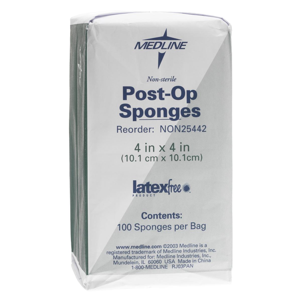 Medline Cellulose Filled Nonwoven Sponge Medline Post Op 4 X 4 Inch NonSterile 100 per Pack (NON25442 / CS)