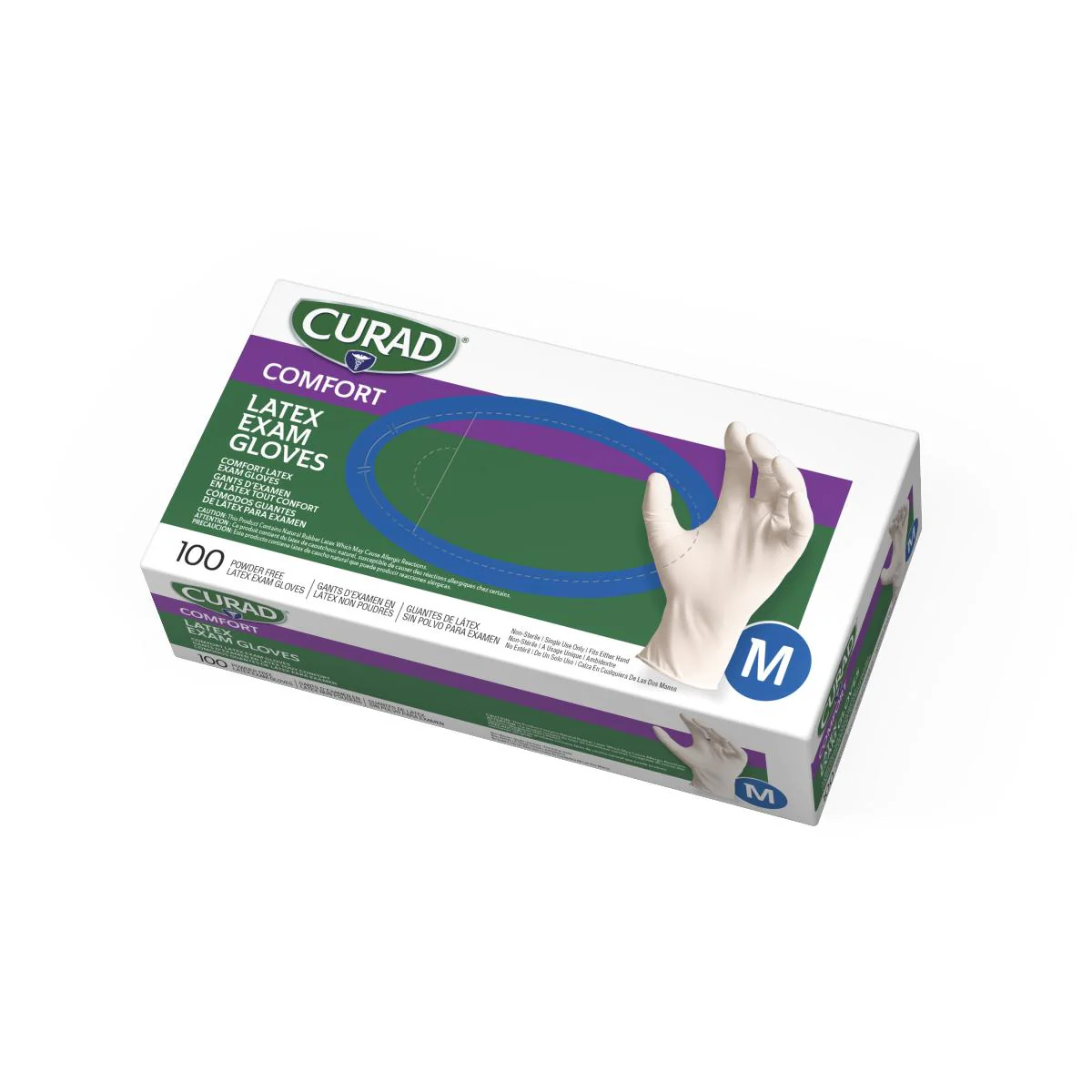 Medline Exam Glove Curad Medium 100 per Box NonSterile Latex Standard Cuff Length Fully Textured Beige Not Rated (CUR8105 / CS)