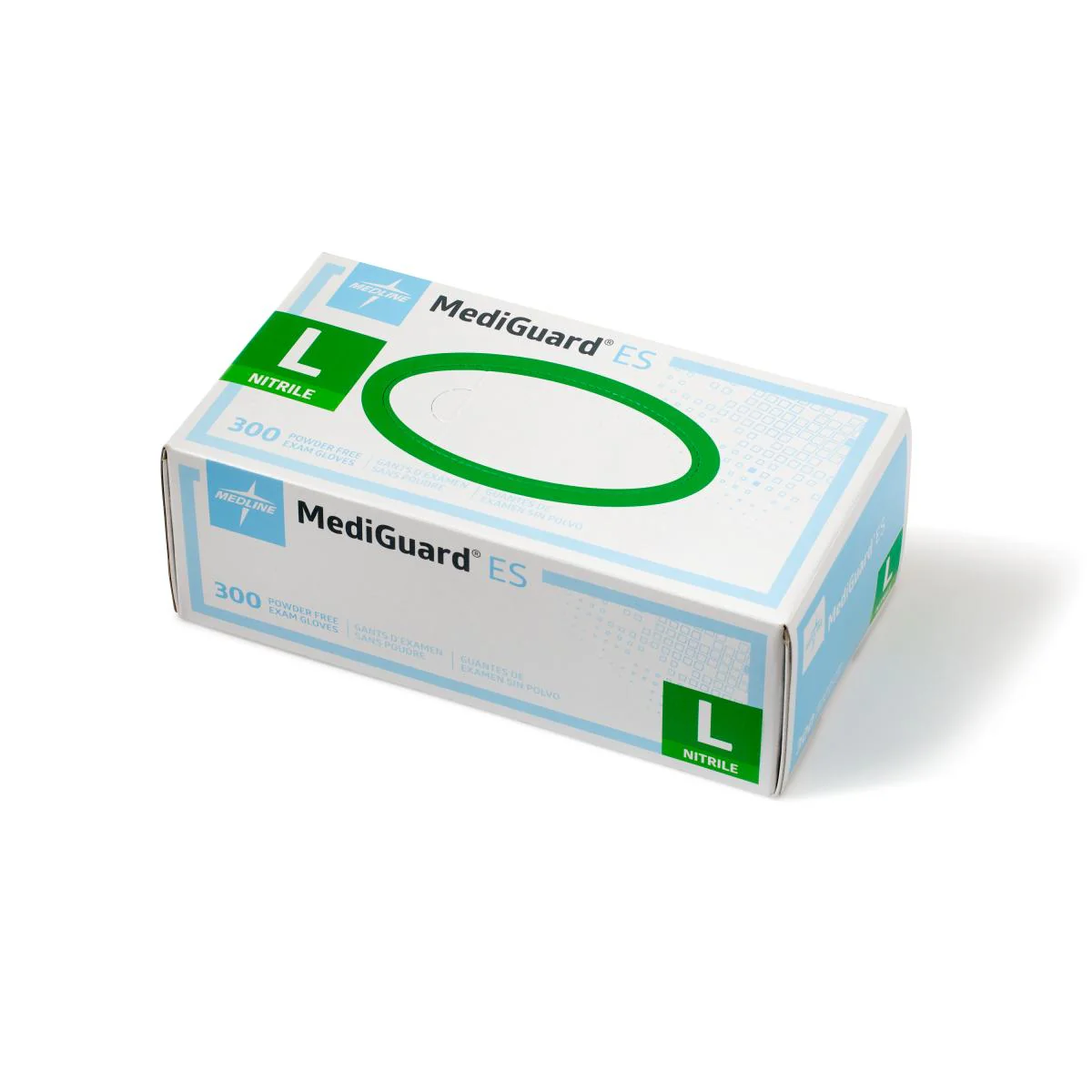 Medline Exam Glove MediGuard ES Large 300 per Box NonSterile Nitrile Standard Cuff Length Textured Fingertips Blue Not Rated (MG3003 / CS)