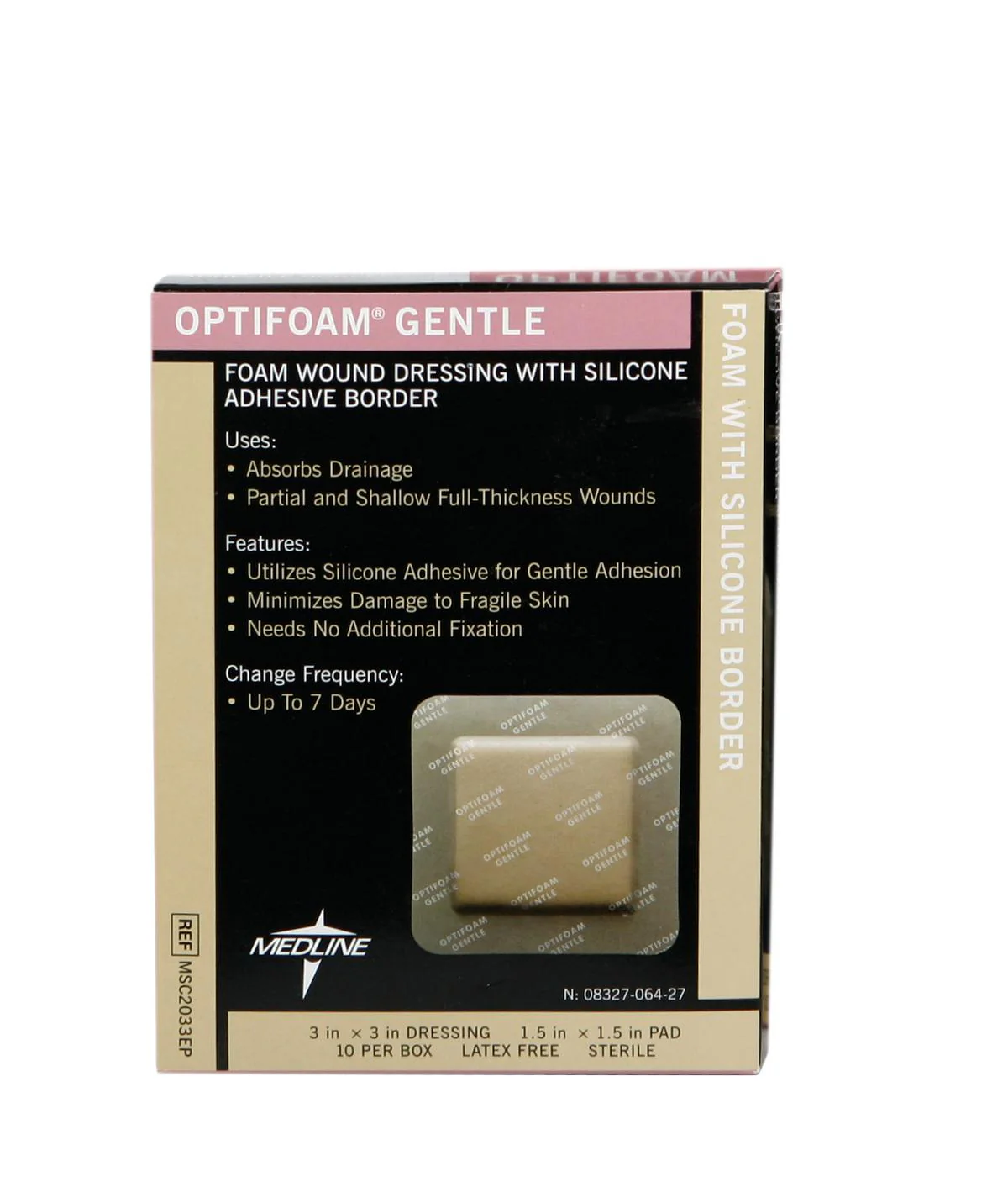 Medline Foam Dressing Optifoam Gentle 3 X 3 Inch With Border Waterproof Backing Silicone Border Square Sterile (MSC2033EP / CS)