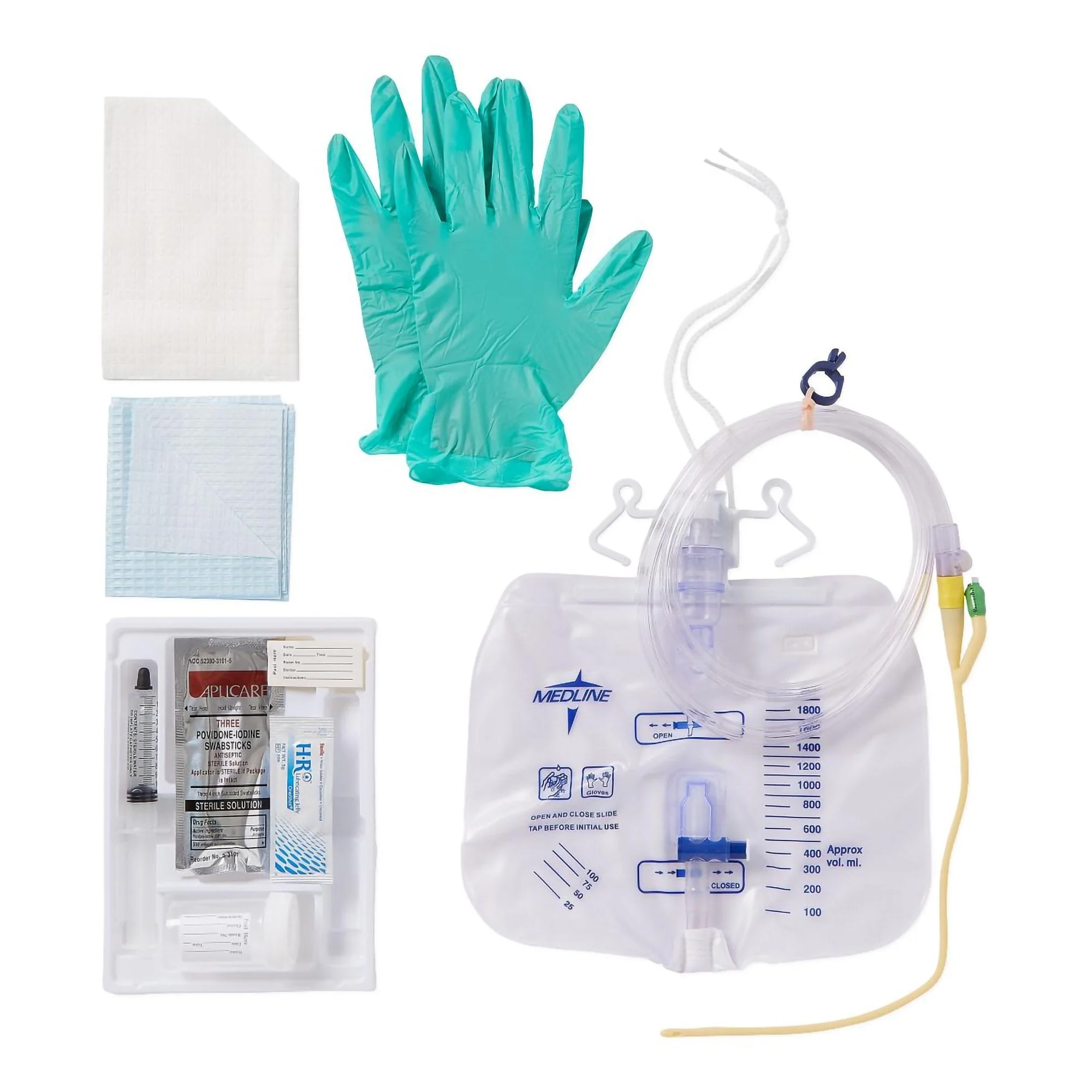 Medline Indwelling Catheter Tray Medline Closed System / Foley 14 Fr. 10 cc Balloon Silicone Elastomer Coated Latex (DYND11855 / CS)