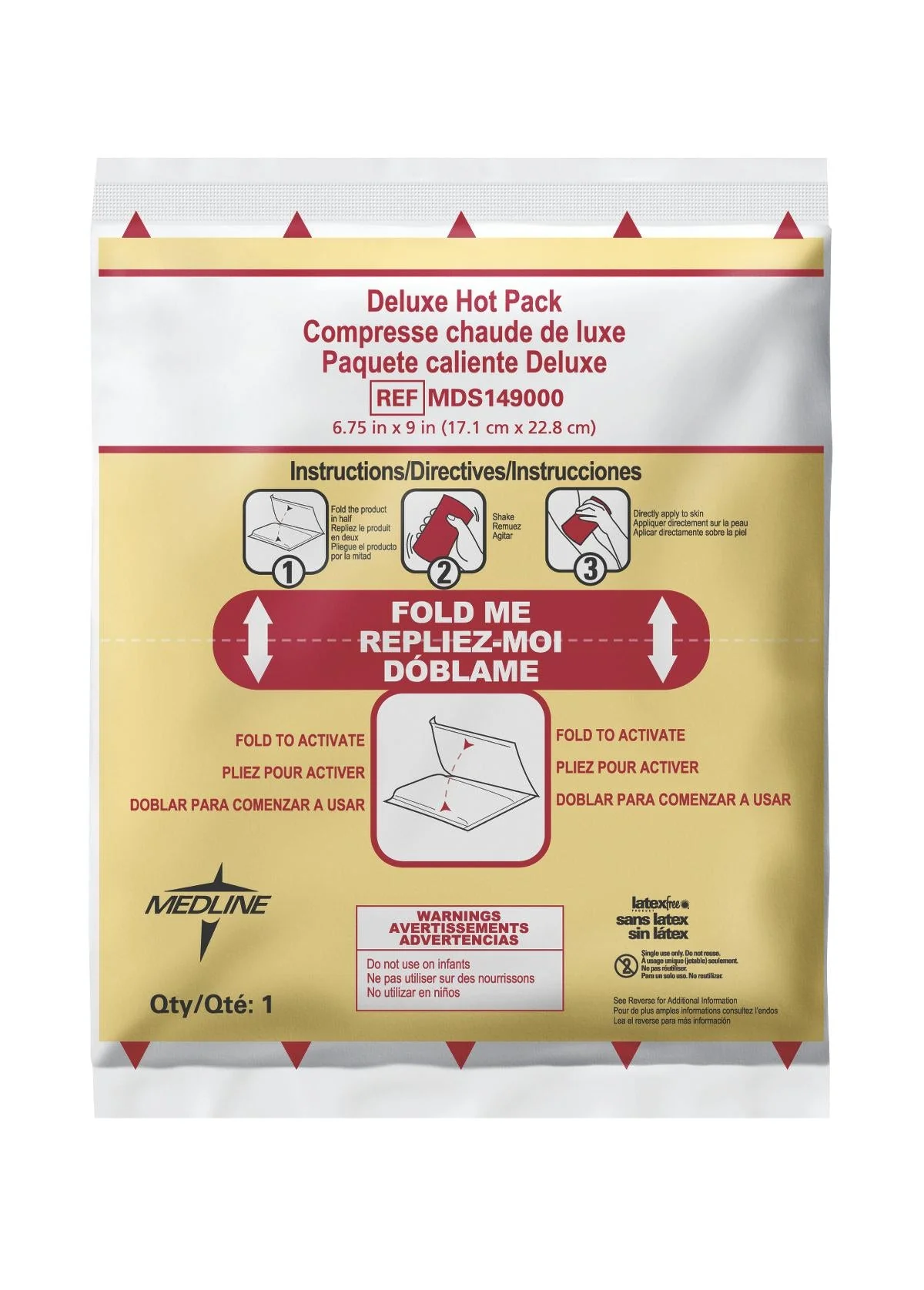Medline Instant Hot Pack Medline Deluxe General Purpose Plastic / Nonwoven Lining / Sodium Acetate Disposable (MDS149000 / CS)
