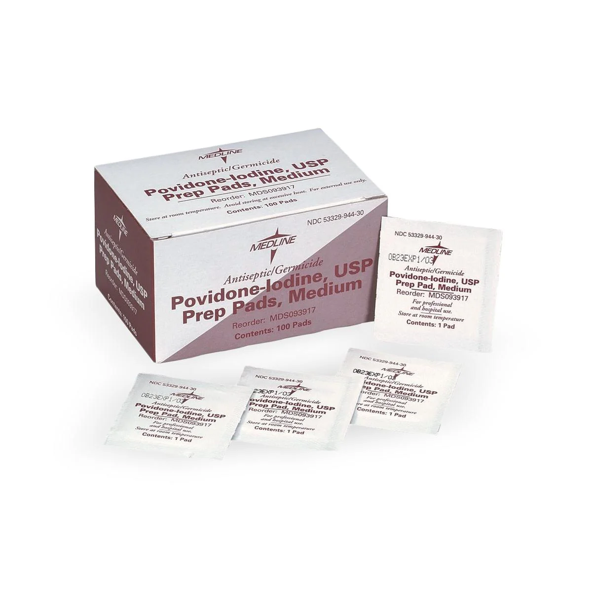 Medline PVP Prep Pad Medline 10% Strength Povidone-Iodine Individual Packet Medium NonSterile (MDS093917 / CS)