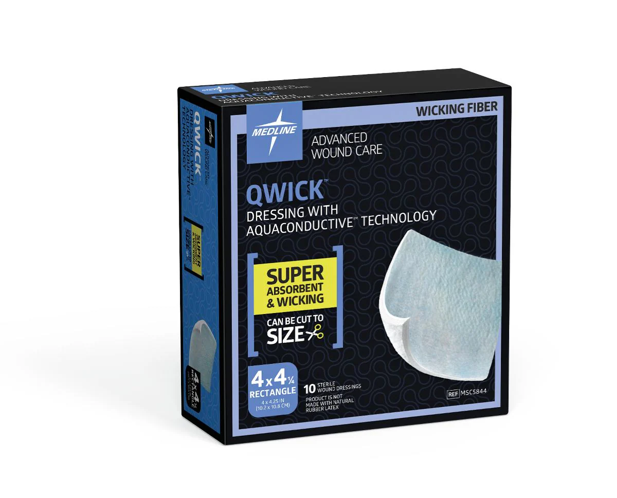 Medline Super Absorbent Dressing Qwick 4 X 4-1/2 Inch Square (MSC5844 / CS)