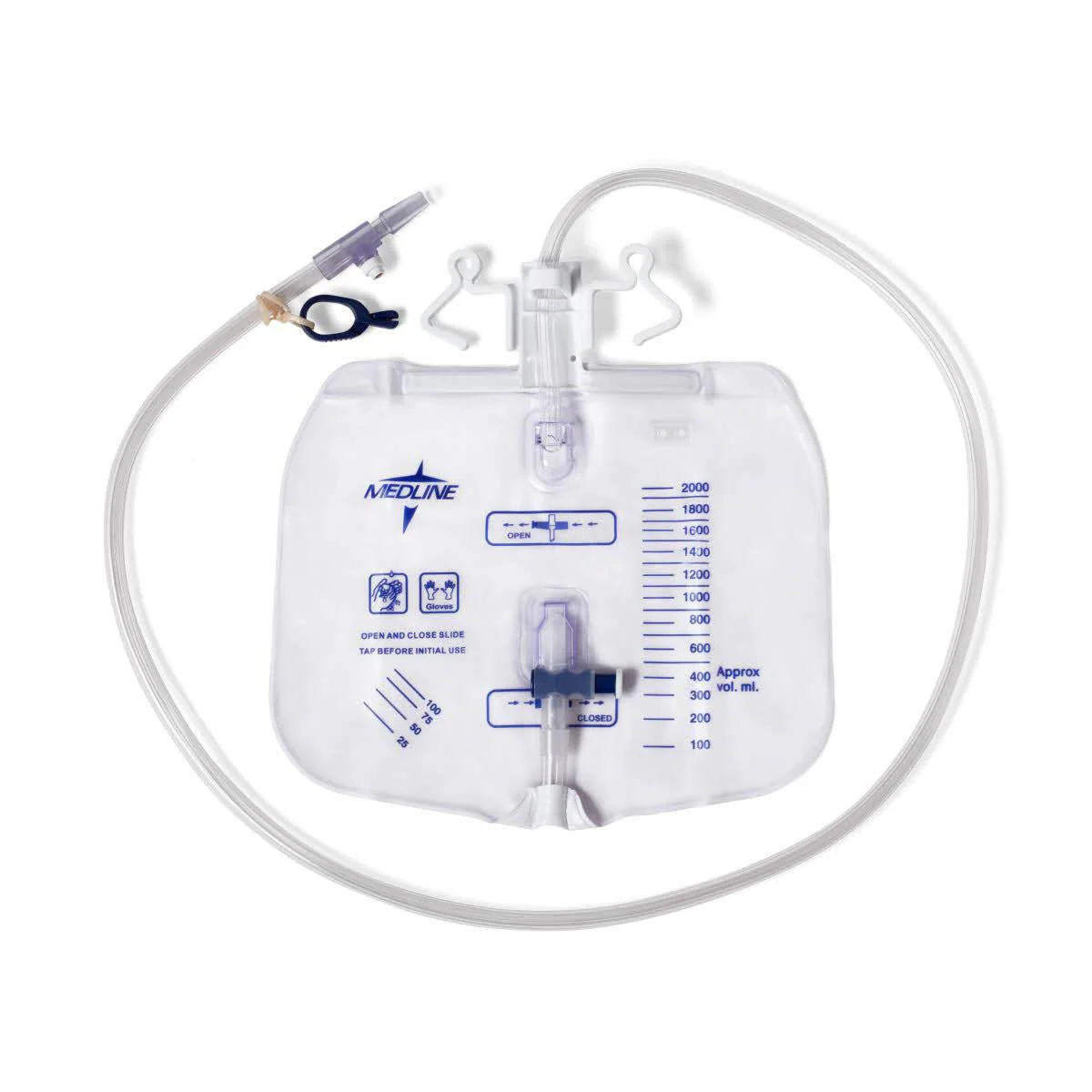 Medline Urinary Drain Bag Medline Anti-Reflux Valve OR Sterile 2,000 mL Vinyl (DYND25205 / CS)