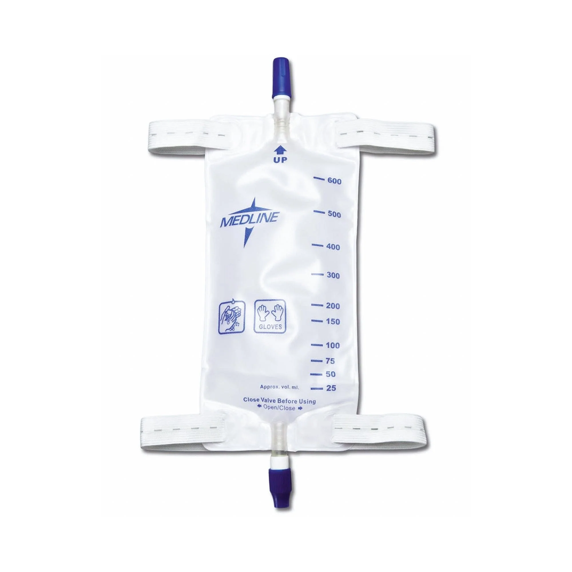 Medline Urinary Leg Bag Medline Anti-Reflux Valve Sterile 600 mL Vinyl (DYND12574 / CS)