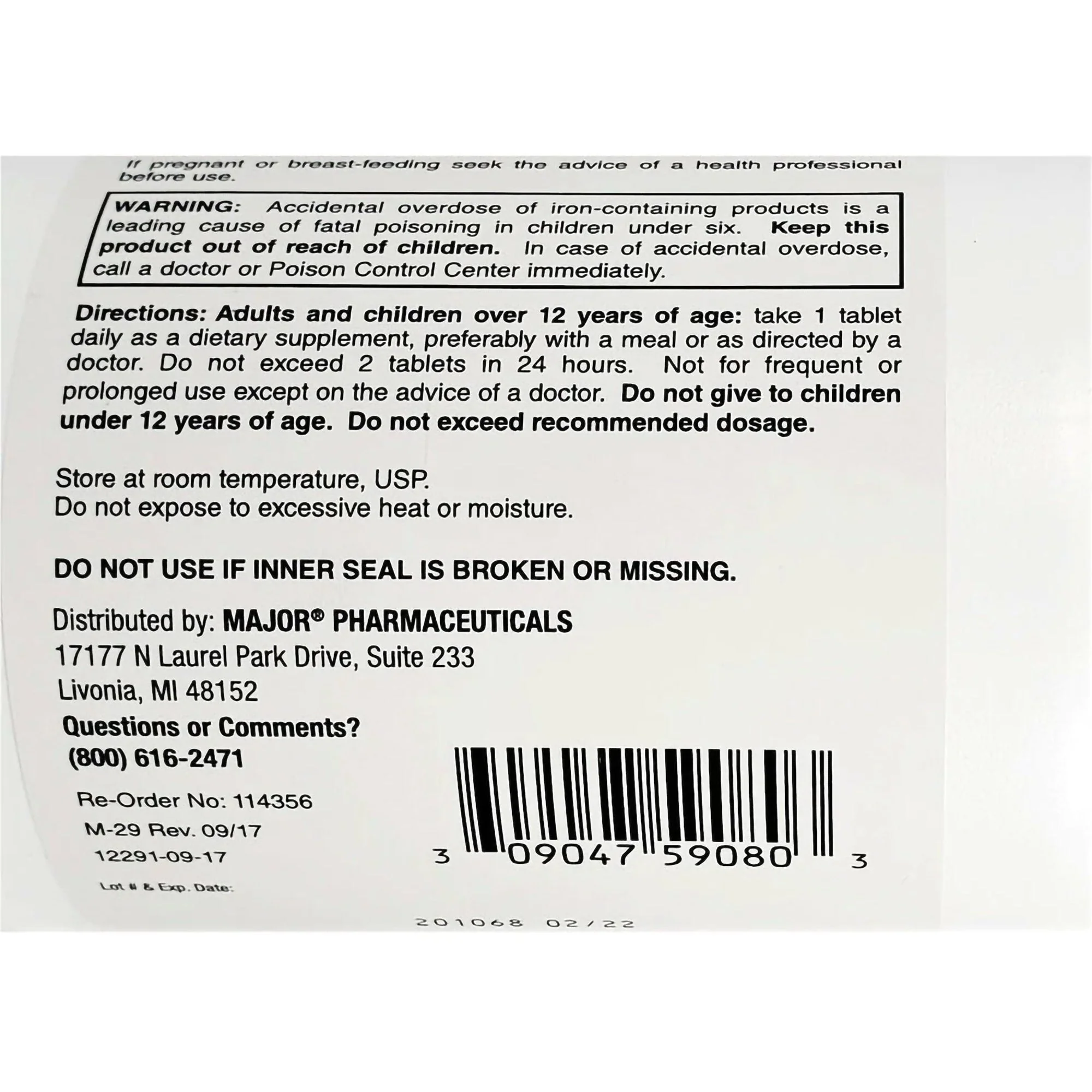 Major Pharmaceuticals Major FeroSul Iron Mineral Supplement - Image 3