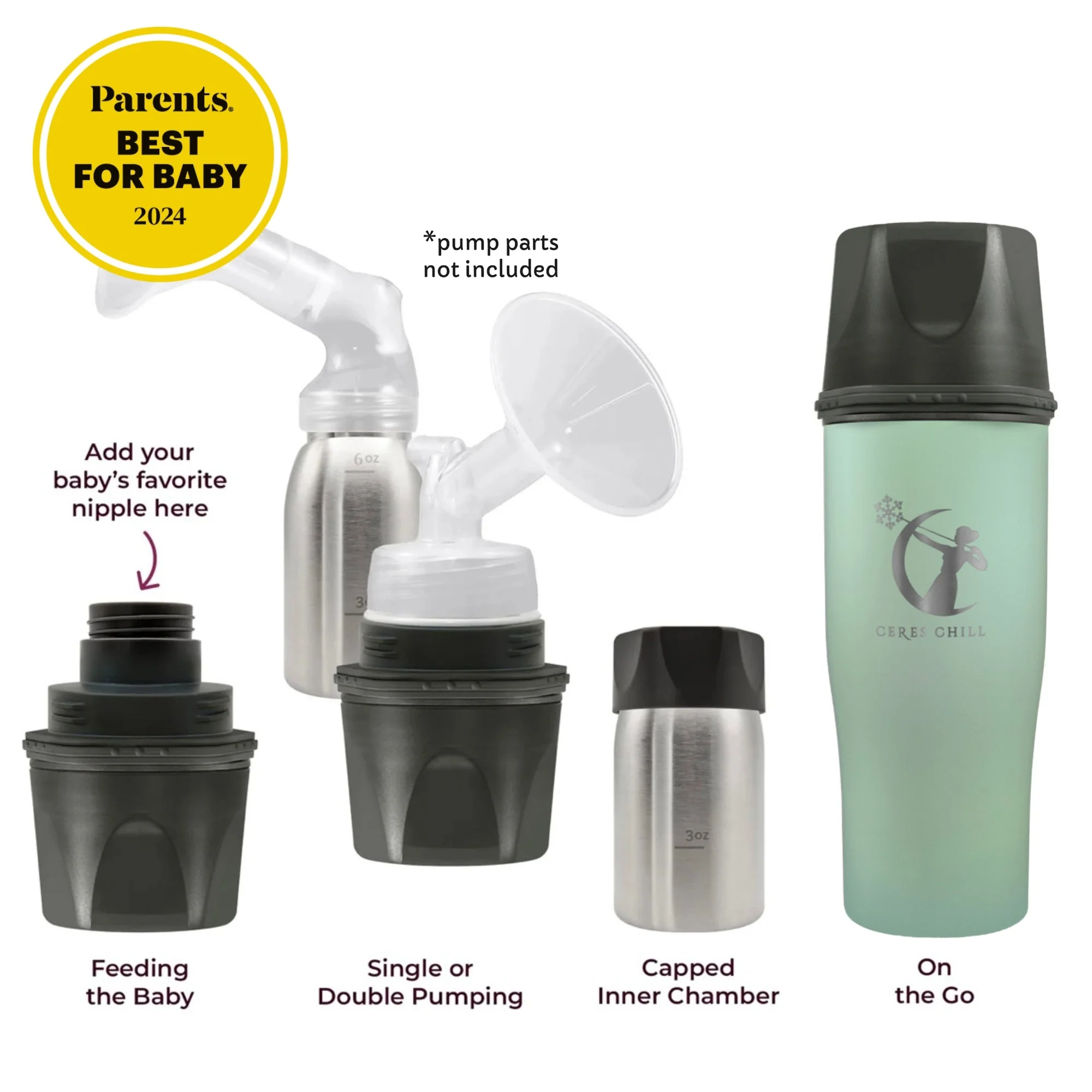Ceres Chill Co Ceres Chill Demigoddess Stainless Steel Mini Breast Milk Chiller, Light Green (12/CS) - Image 2