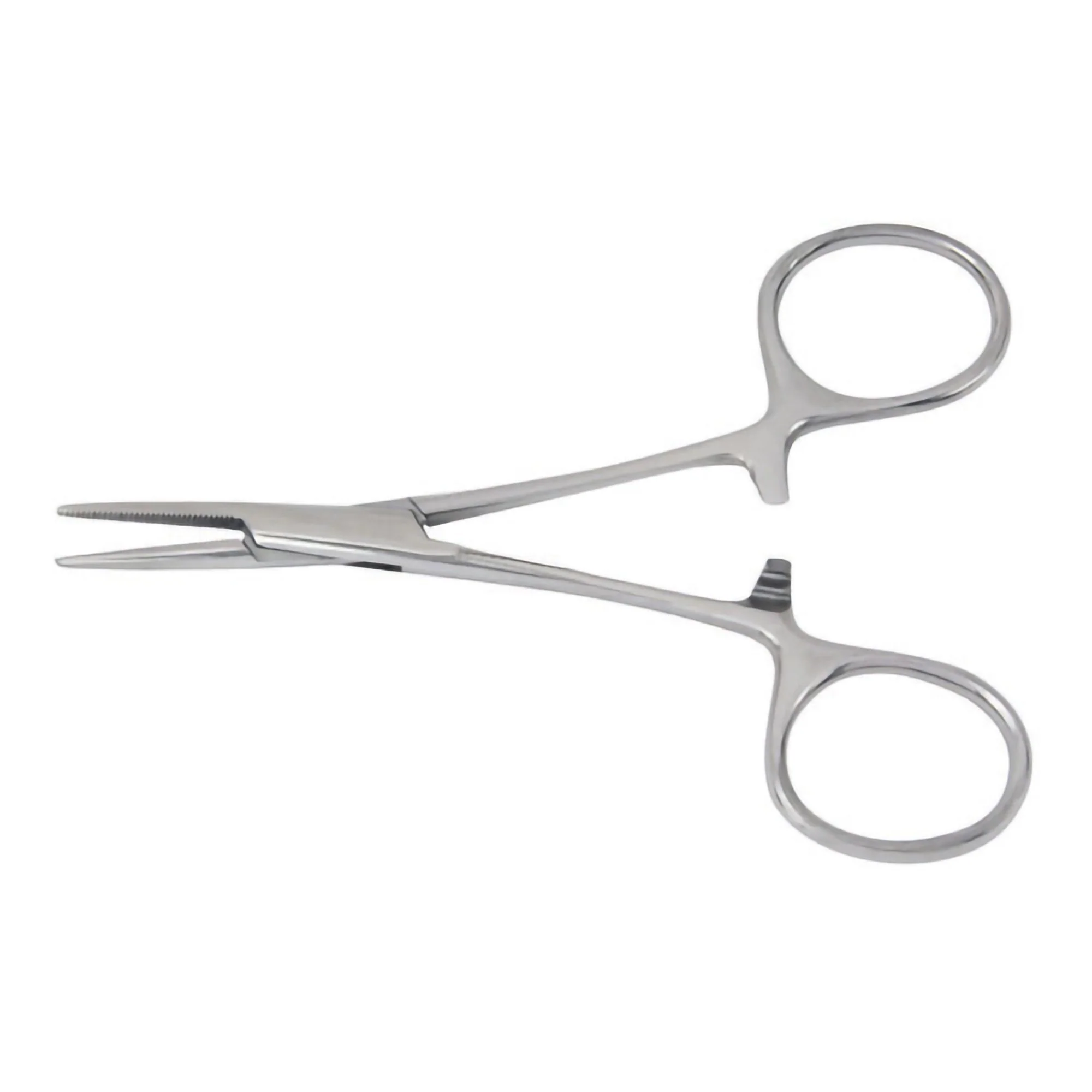 Mosquito Forceps McKesson Halsted 5 Inch Length Floor / Office Grade Stainless Steel NonSterile Locking Finger Ring Handle Curved Serrated Tips
