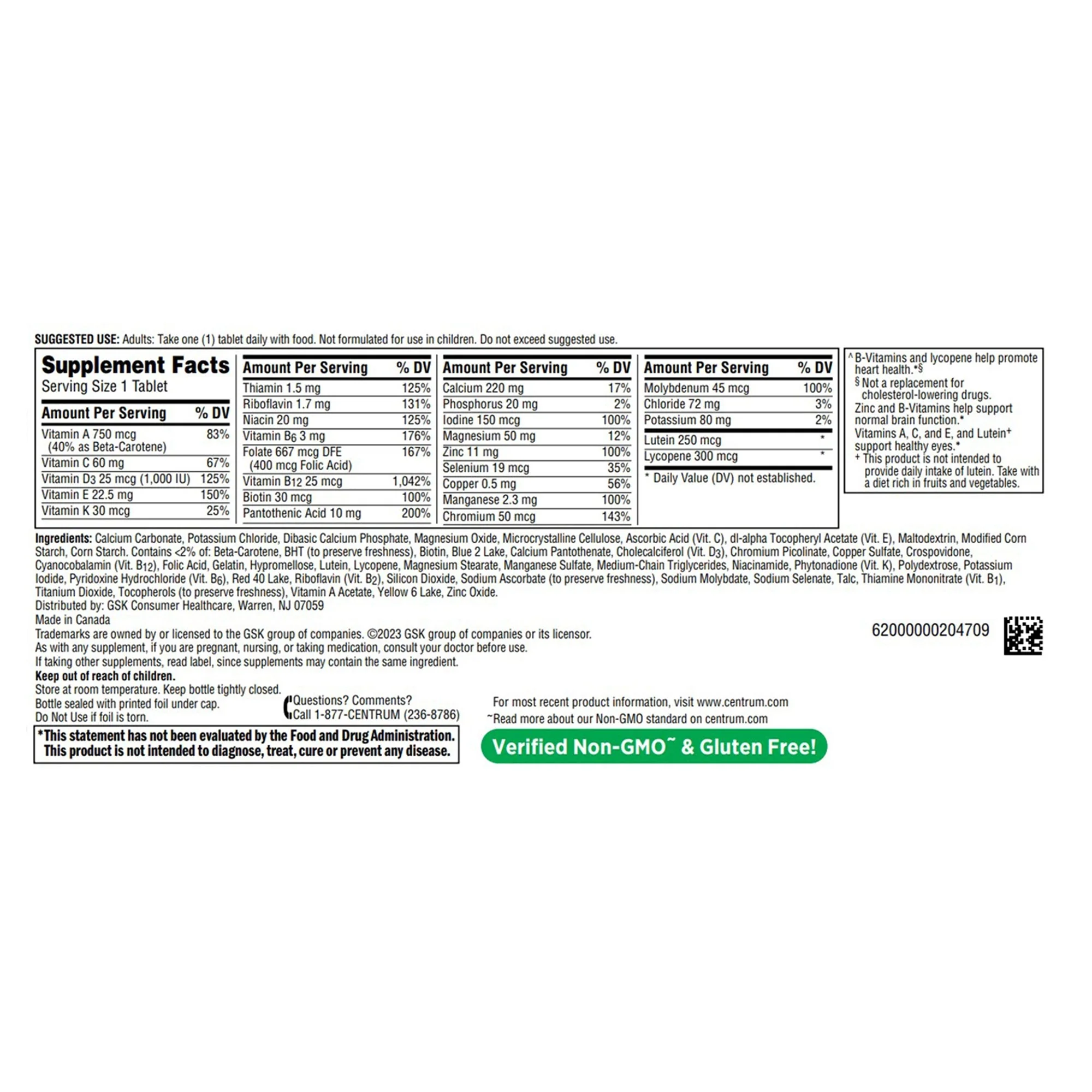 Glaxo Consumer Products Centrum Silver Adults 50+ Multivitamin/Multimineral Supplement Tablets - Image 2