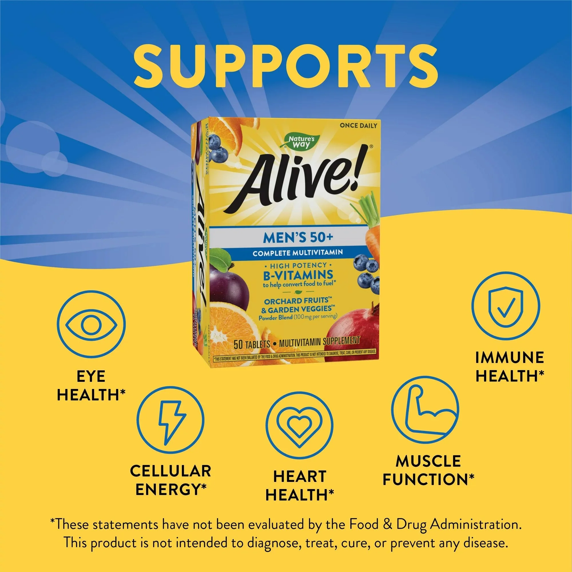 Nature's Way Brands LLC Nature's Way Alive! Men's 50+ Multi-Vitamin Multi-Mineral Tablets (50/BX) - Image 4