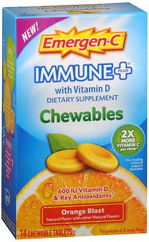 Multivitamin Supplement Emergen-C Ascorbic Acid / Vitamin D / Vitamin E 1,000 mg - 600 IU - 30 IU Strength Tablet 14 per Box Orange Flavor