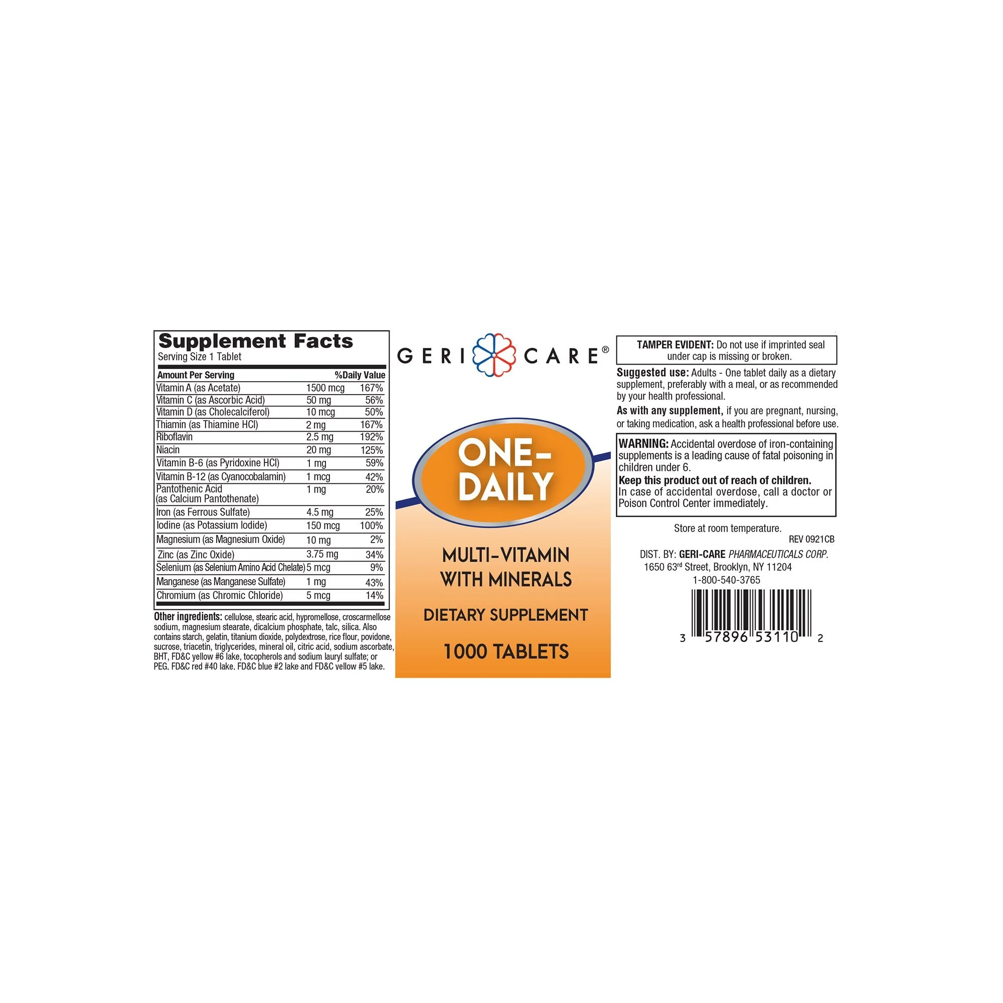 Geri-Care Geri-Care Multivitamin Supplement with Minerals (12/CS) - Image 2