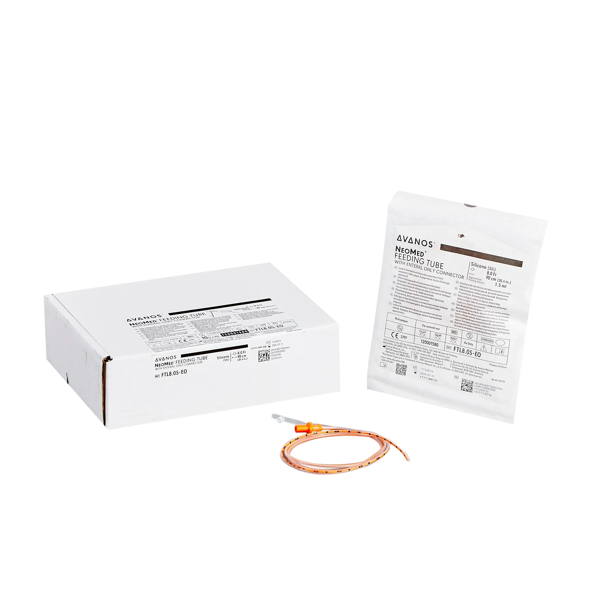 Nasogastric Feeding Tube NeoMed 8 Fr. 90 cm Tube Silicone Sterile