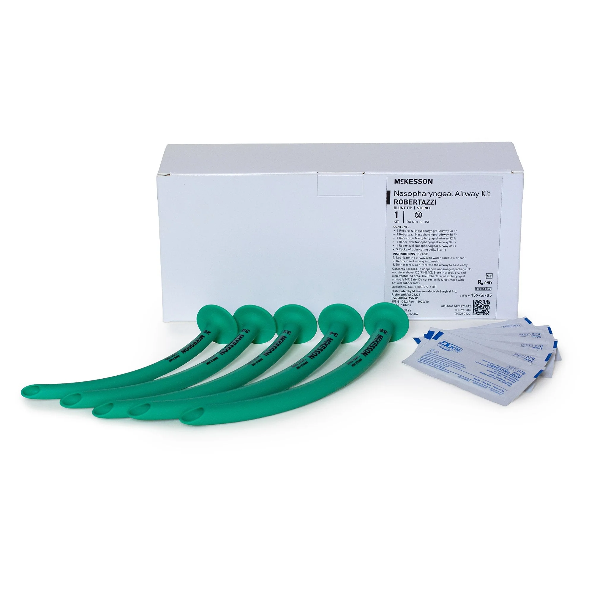 Nasopharyngeal Airway Set McKesson 28 Fr., 30 Fr., 32 Fr. 34 Fr., 36 Fr. Trumpet Style (Robertazzi) Silicone