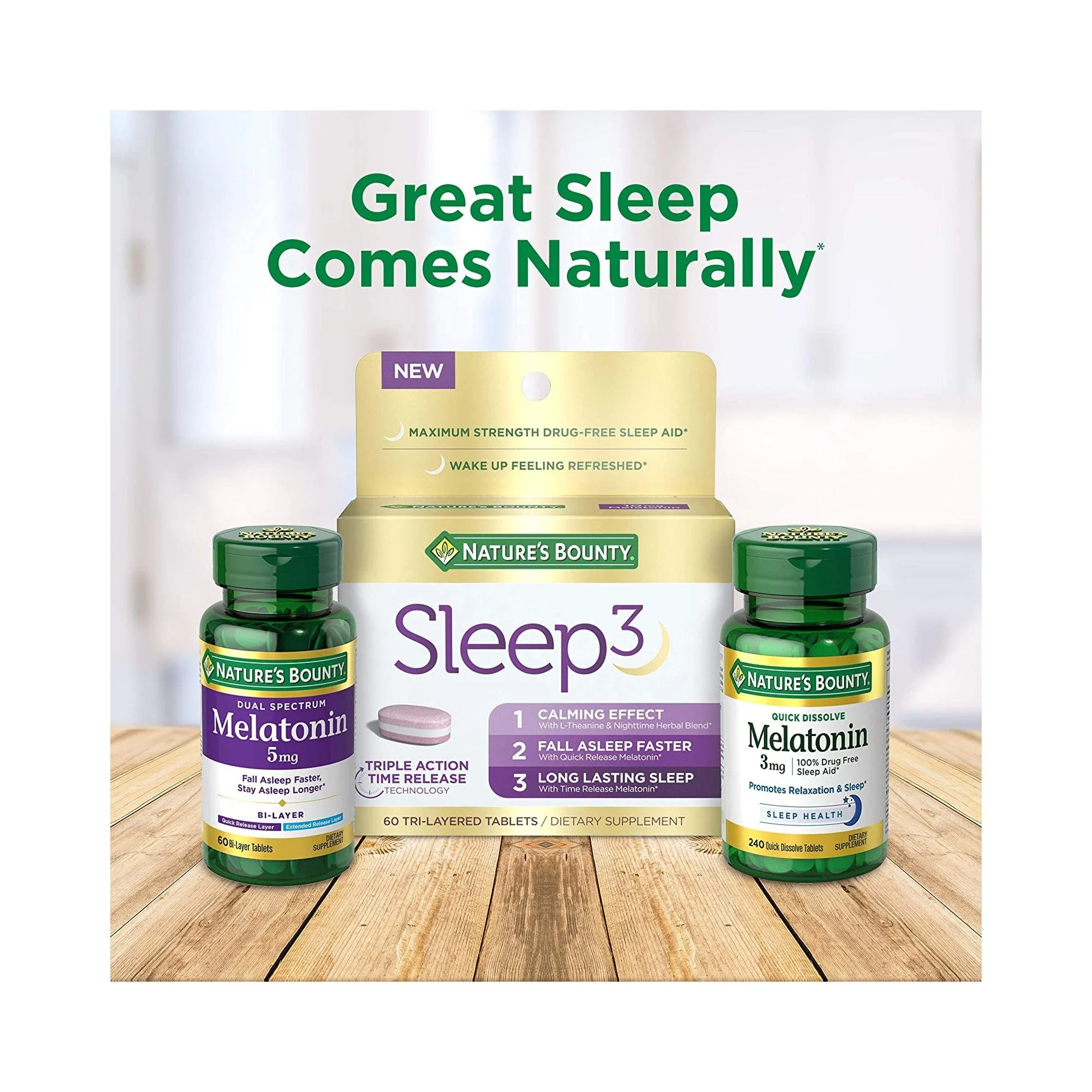 US Nutrition Nature's Bounty Melatonin Natural Sleep Aid - Image 4
